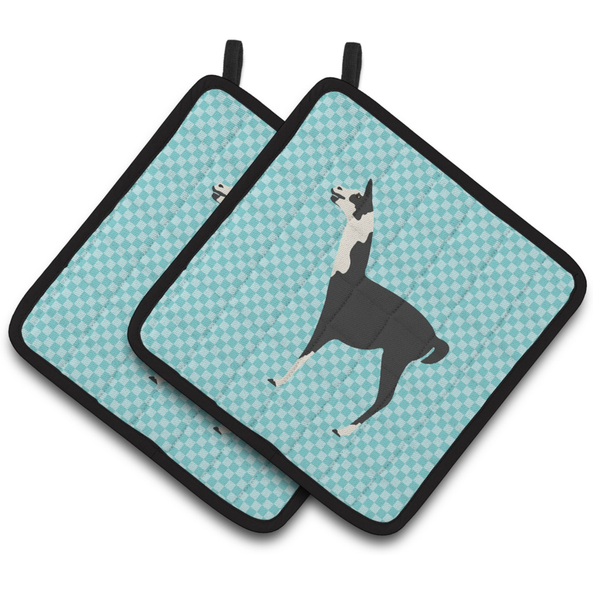 &quotCaroline's Treasures Llama Q' Ara Blue Check Decorated Pot Holder, 7.5"" x 7.5"""