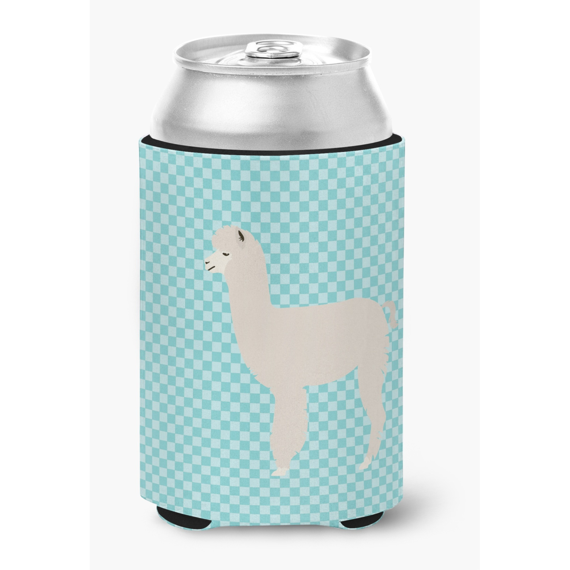&quotCaroline's Treasures Alpaca Blue Check Decorative Can Hugger, Multicolor"