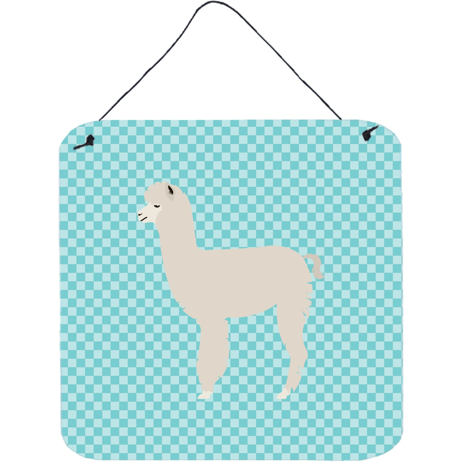 &quotCaroline's Treasures Blue Alpaca Check Metal Print, 6hx6w"