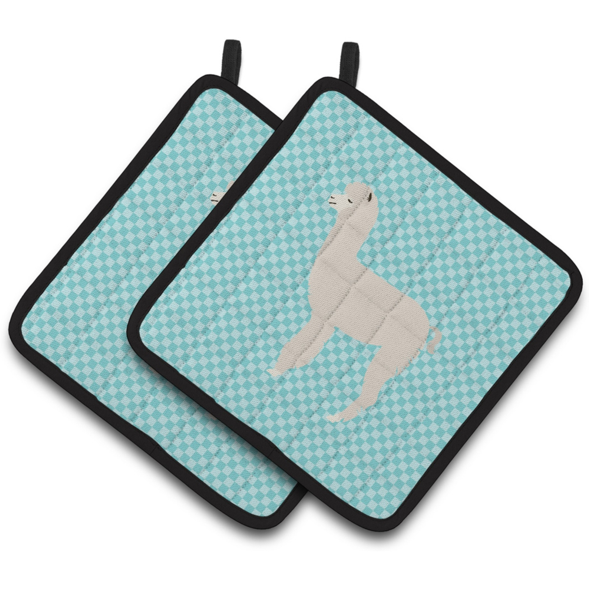 &quotCaroline's Treasures Alpaca Blue Check Decorated Pot Holder, 7.5"" x 7.5"""