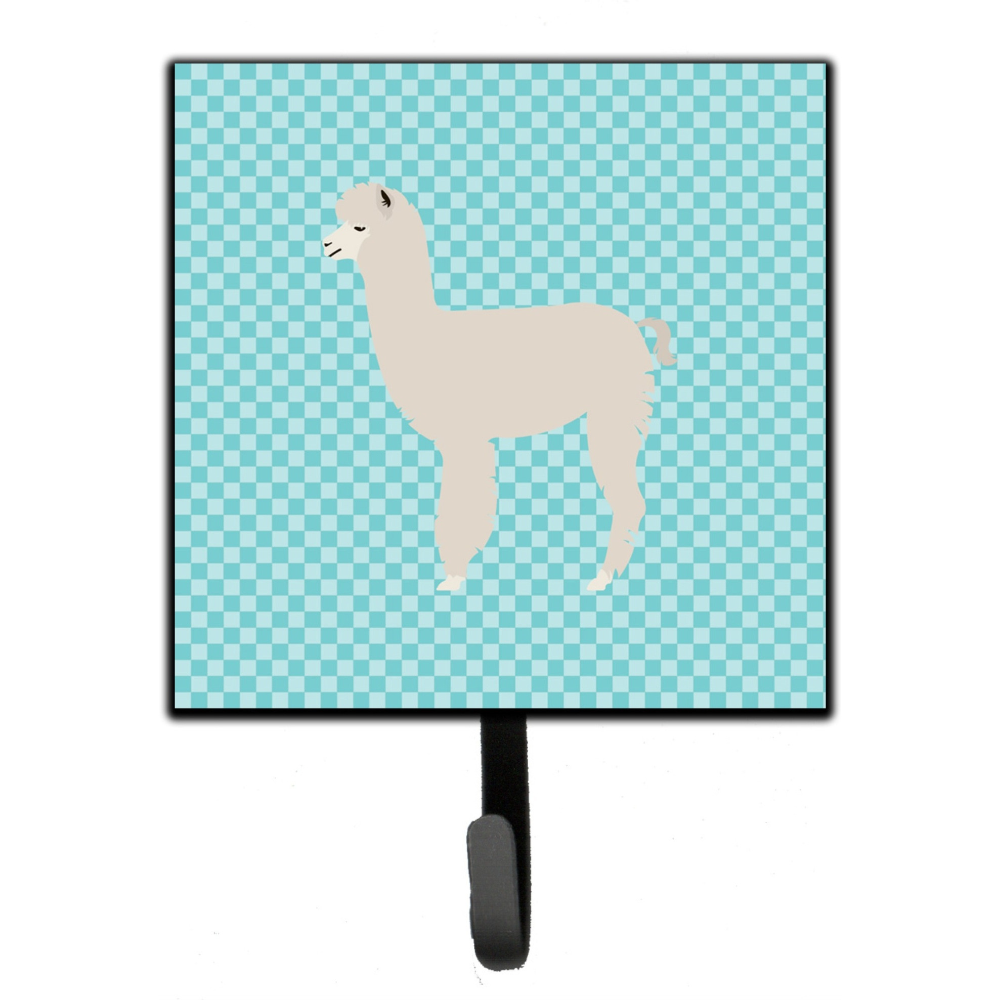 &quotCaroline's Treasures Alpaca Blue Check Wall Hook, Small, Multicolor"