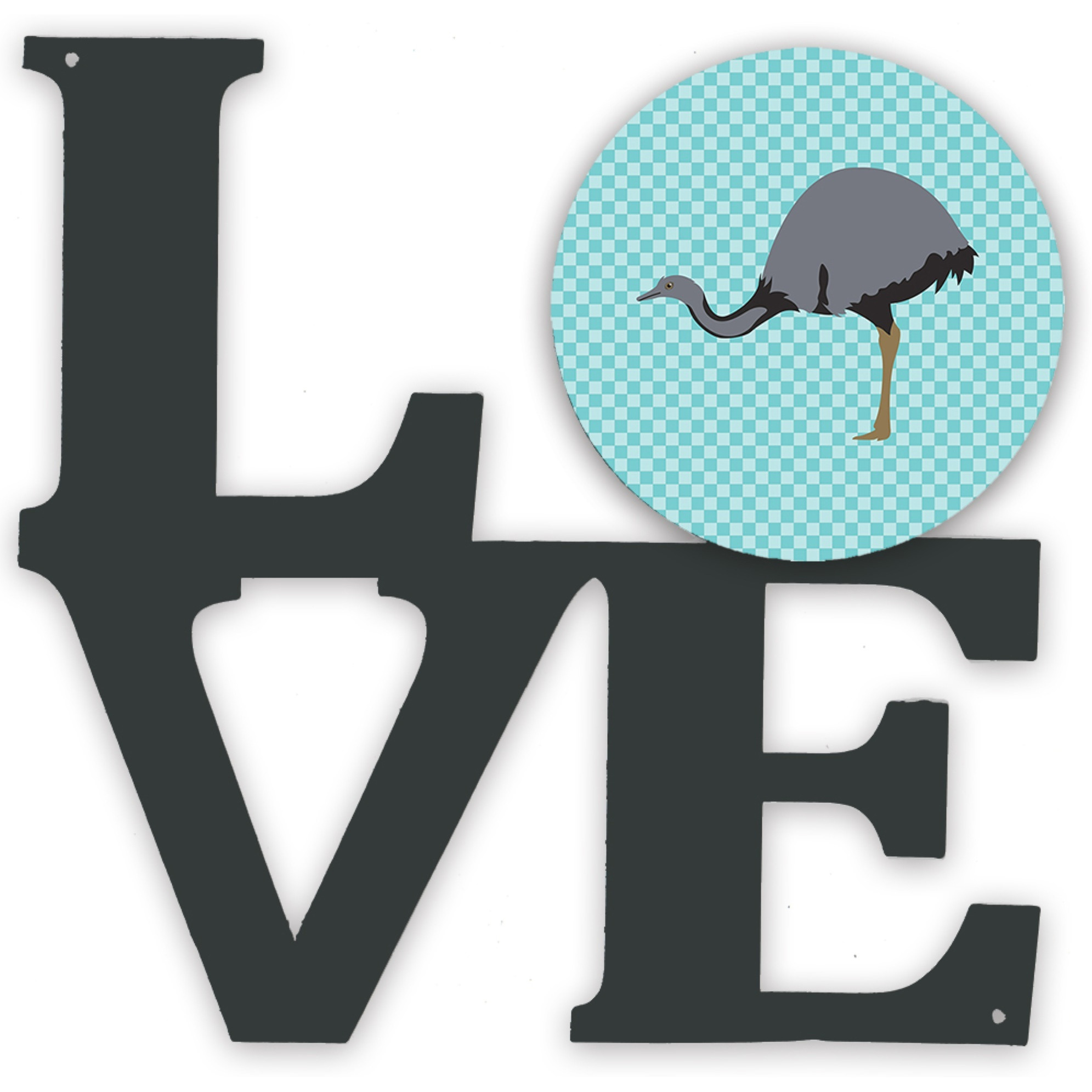 &quotCaroline's Treasures Rhea Blue Check Metal Artwork Love wall-decor, Multicolor"