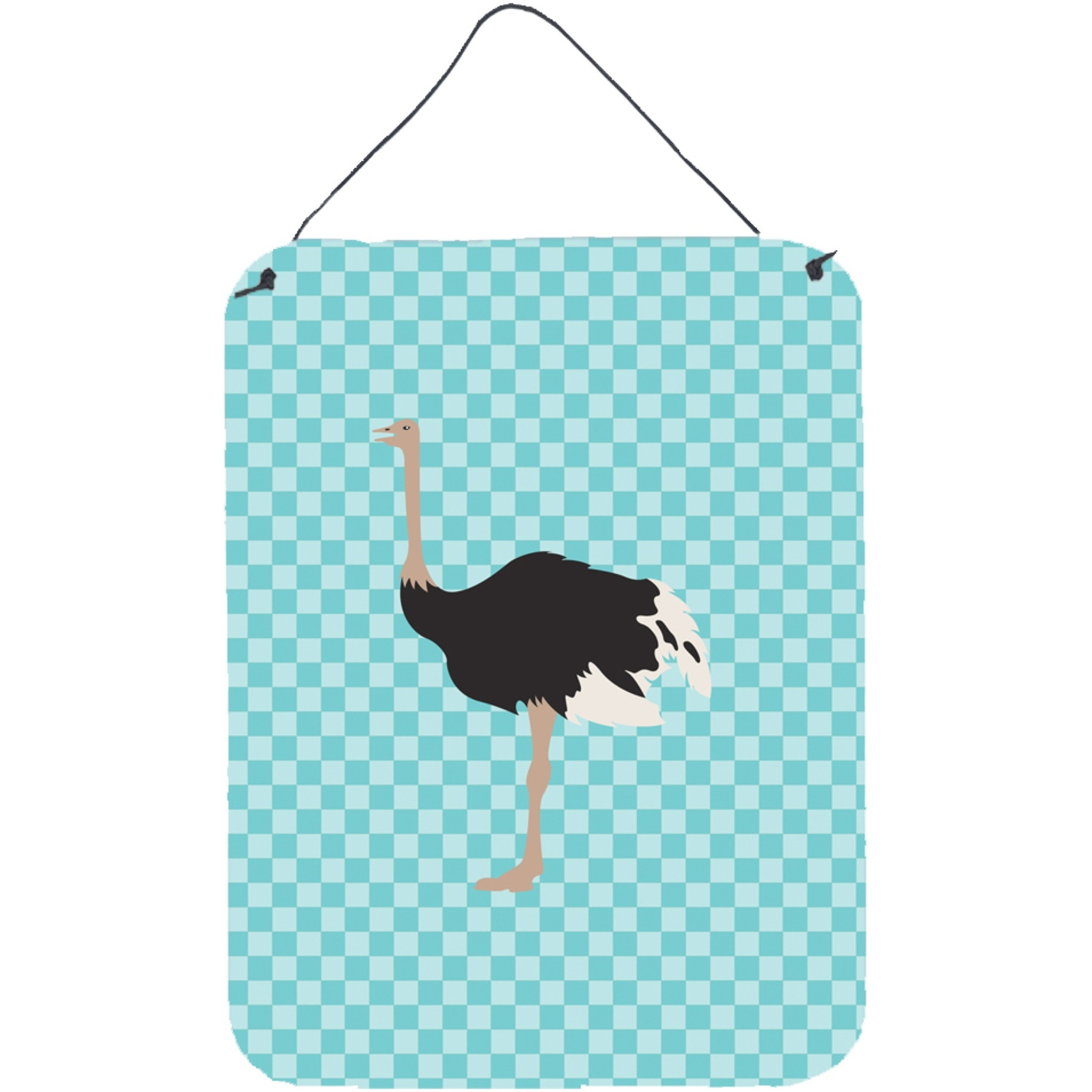 &quotCaroline's Treasures Common Ostrich Blue Check Metal Print, 16hx12w, Multicolor"