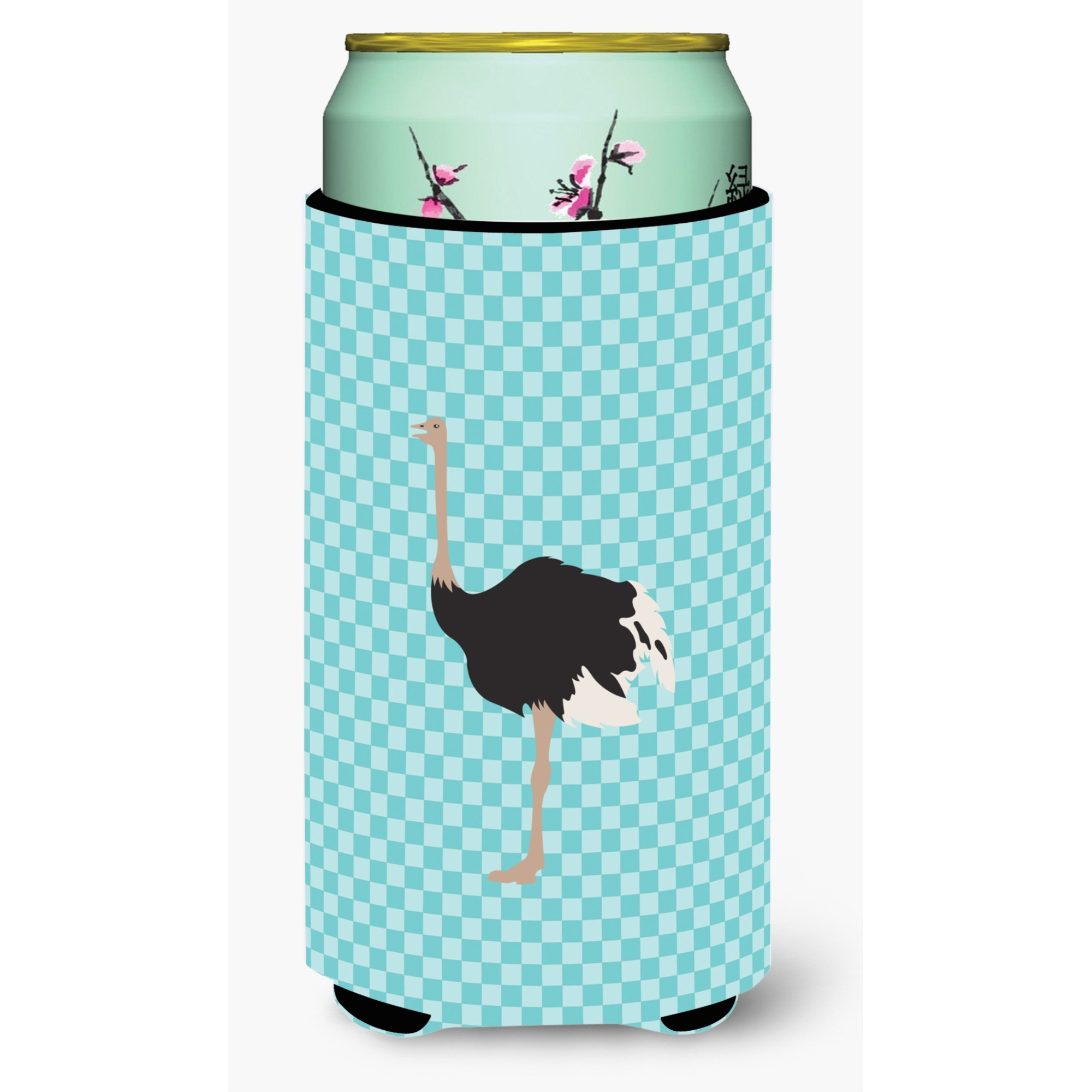 &quotCaroline's Treasures Common Ostrich Blue Check Decorative Can Hugger, Tall Boy, Multicolor"