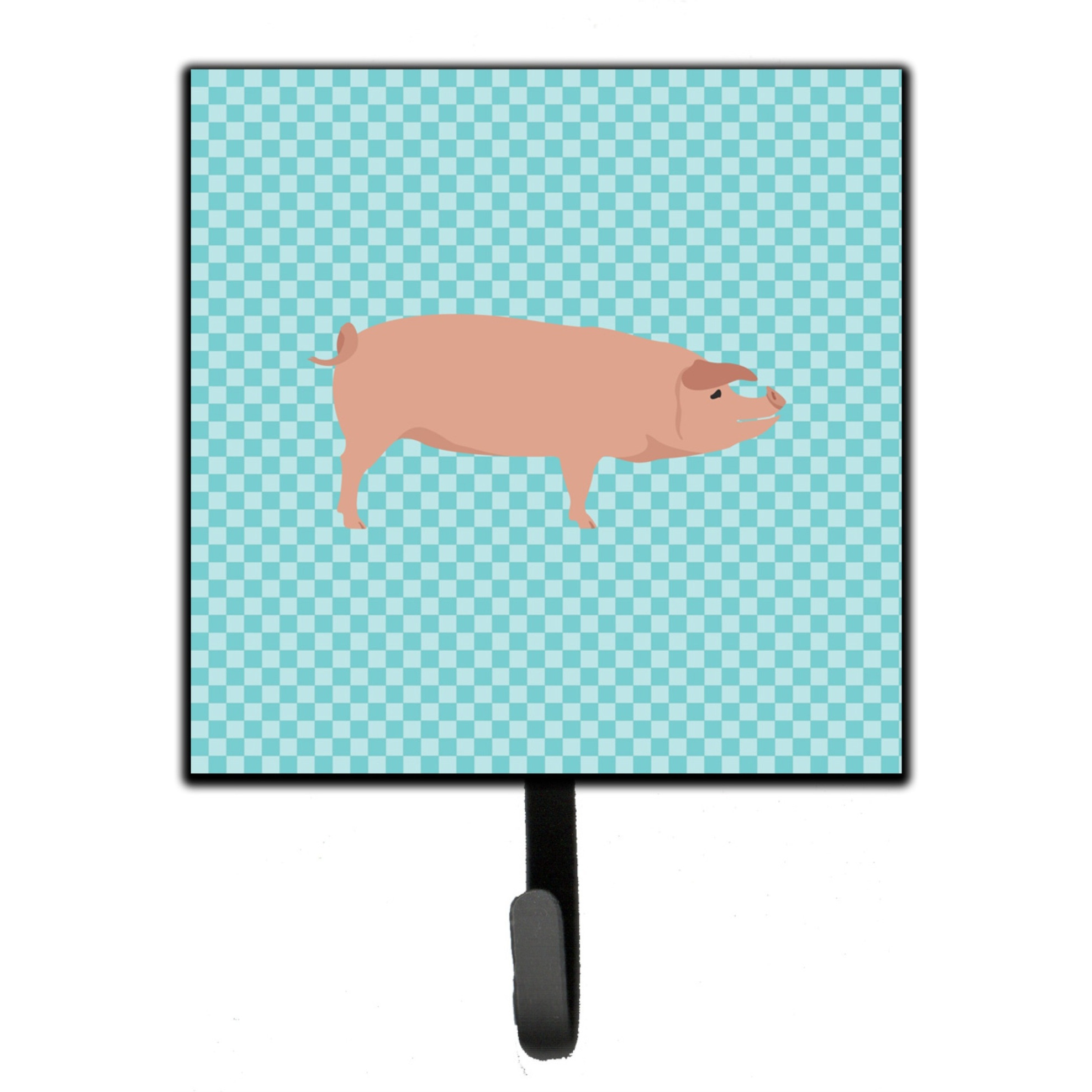 &quotCaroline's Treasures American Landrace Pig Blue Check Wall Hook, Small, Multicolor"