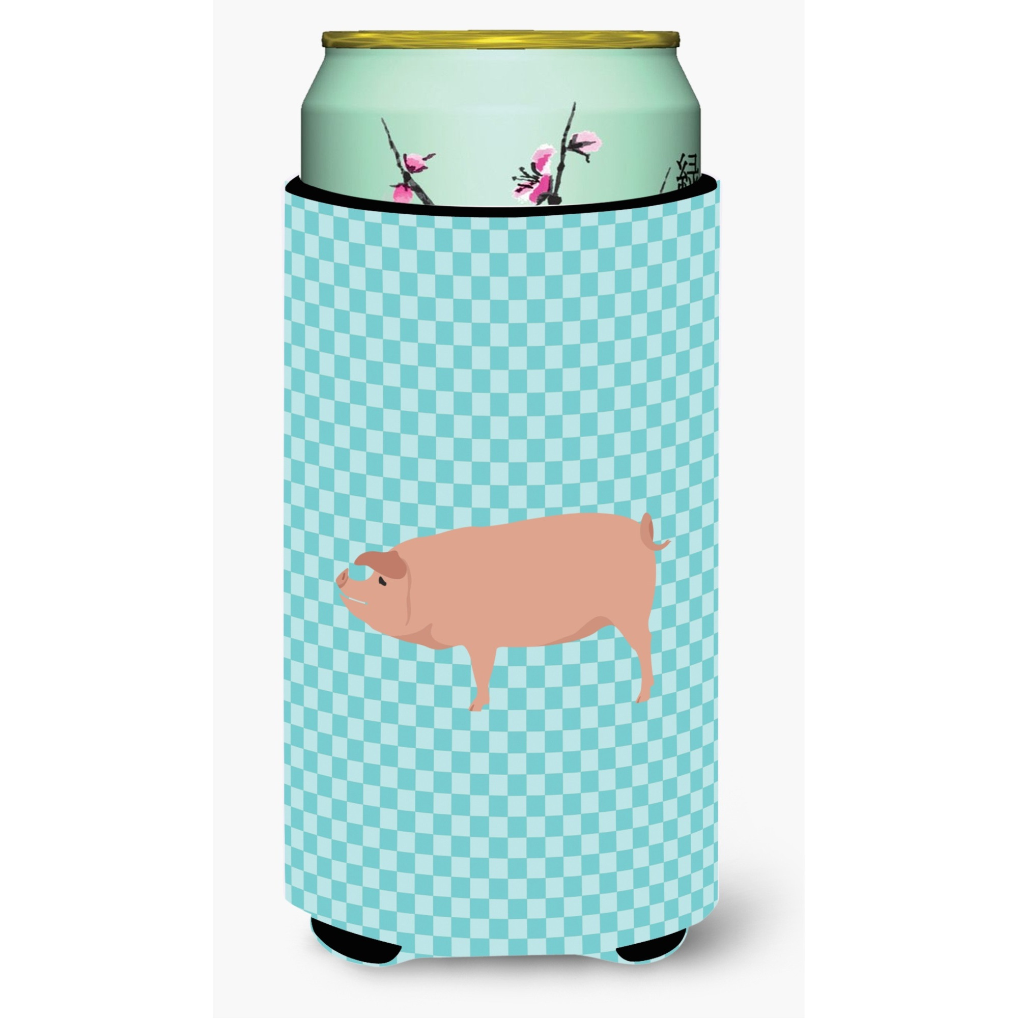 &quotCaroline's Treasures American Landrace Pig Blue Check Decorative Can Hugger, Tall Boy, Multicolor"