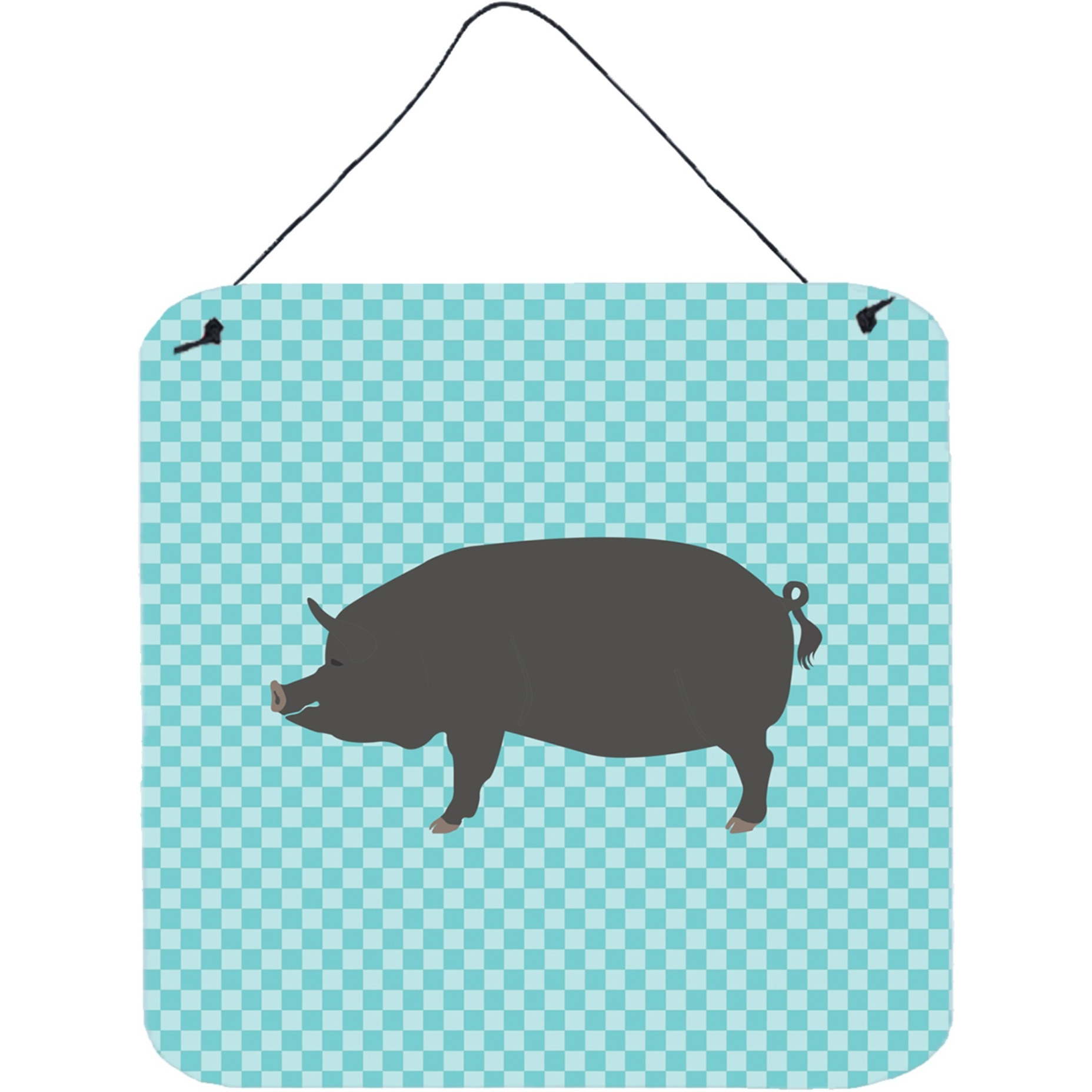 &quotCaroline's Treasures Blue Berkshire Pig Check Metal Print, 6hx6w"