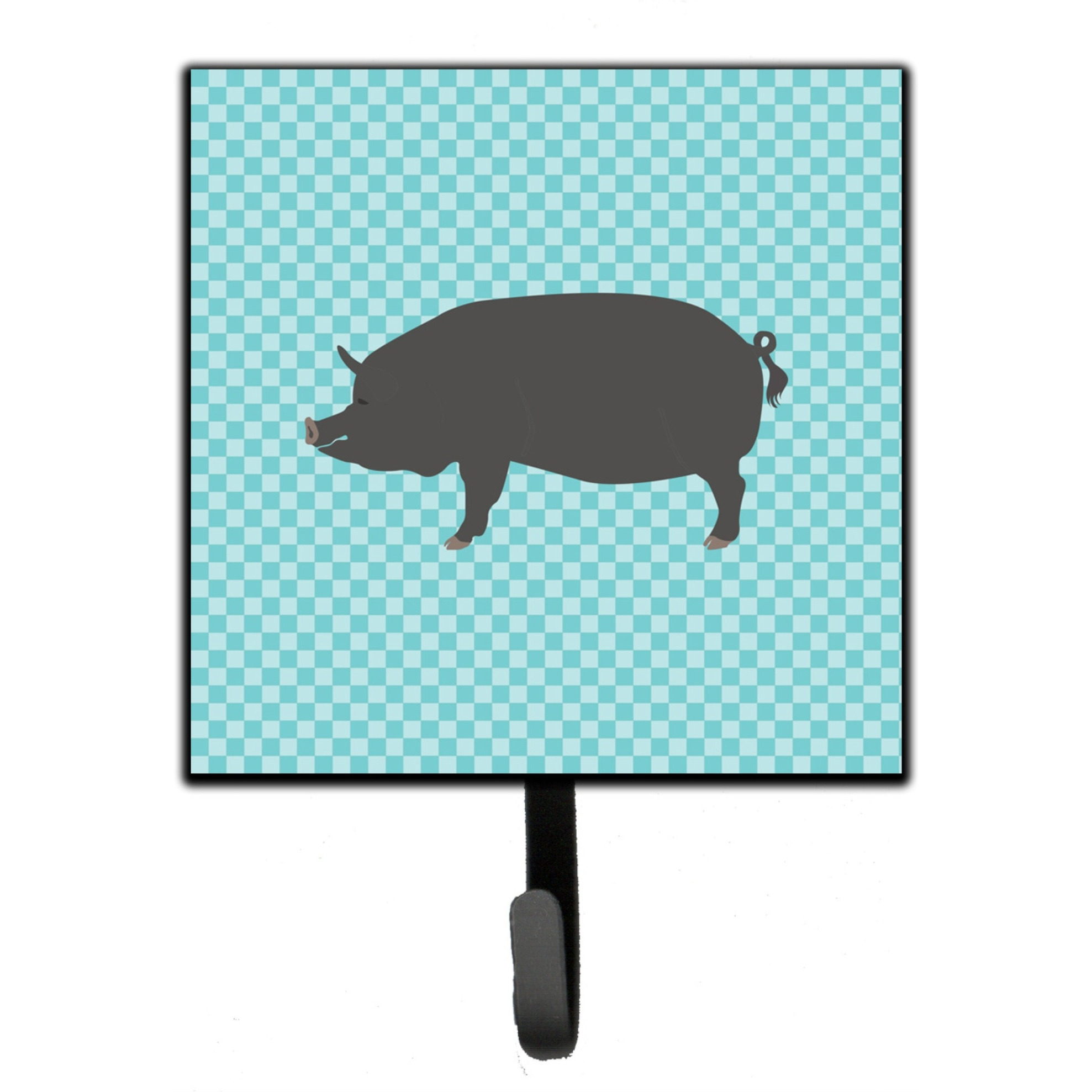 &quotCaroline's Treasures Berkshire Pig Blue Check Wall Hook, Small, Multicolor"