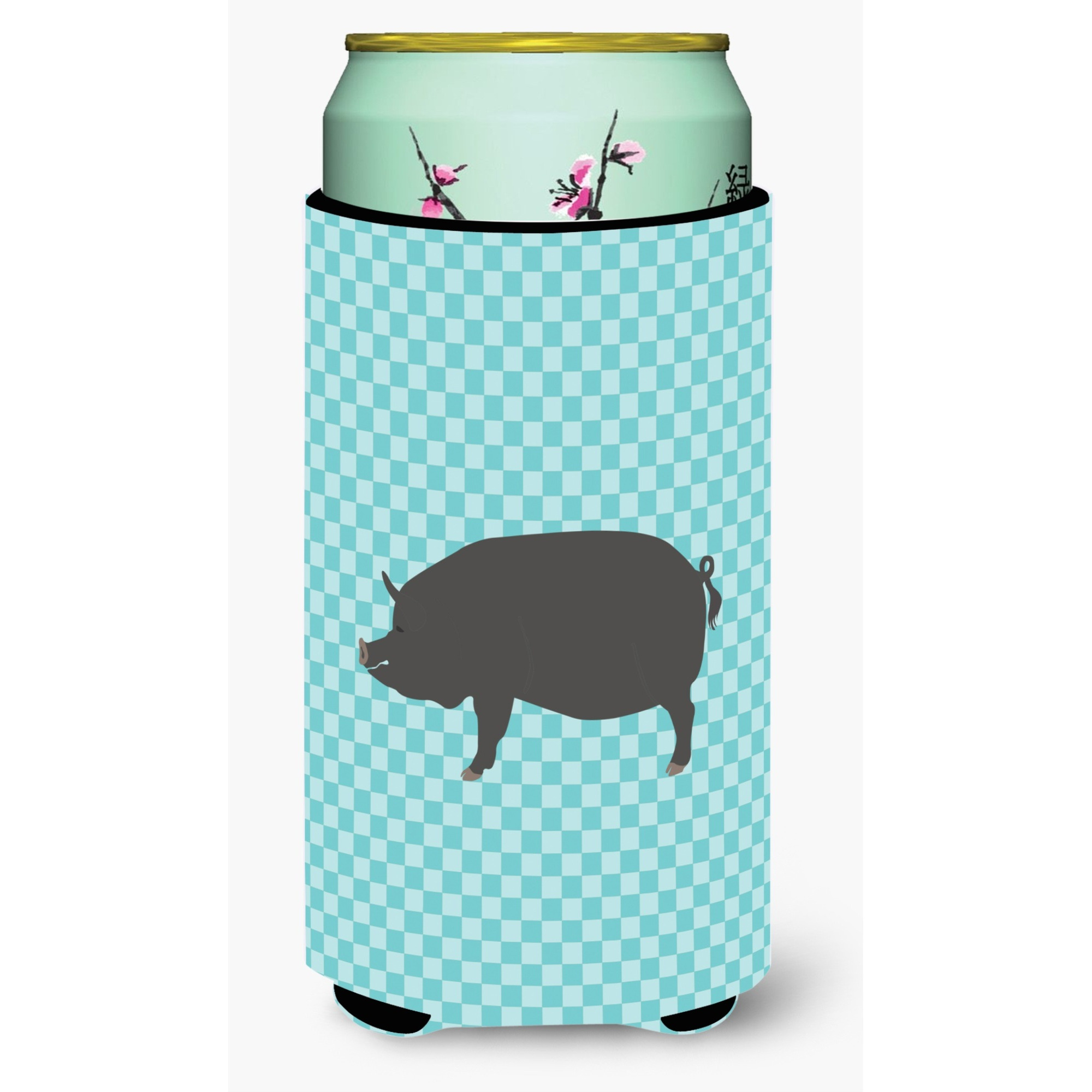 &quotCaroline's Treasures Berkshire Pig Blue Check Decorative Can Hugger, Tall Boy, Multicolor"