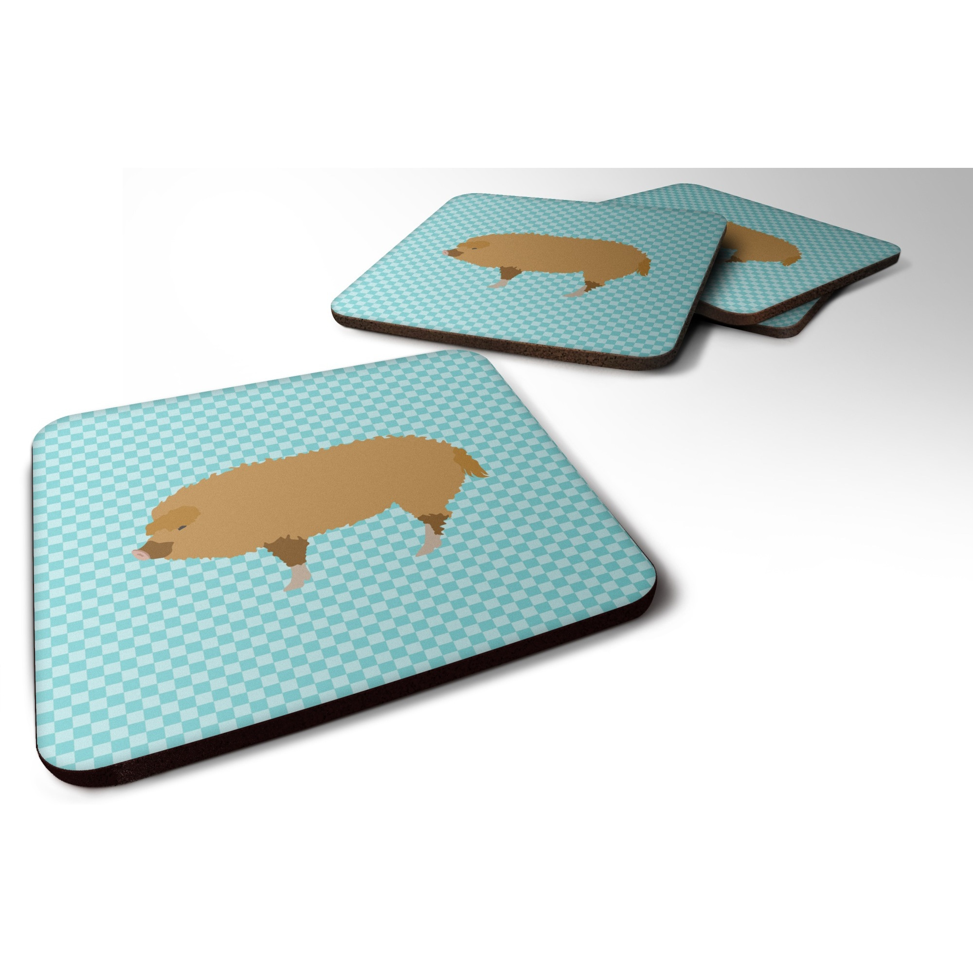 &quotCaroline's Treasures Hungarian Mangalica Pig Blue Check Decorative coasters, 3.5, Multicolor"