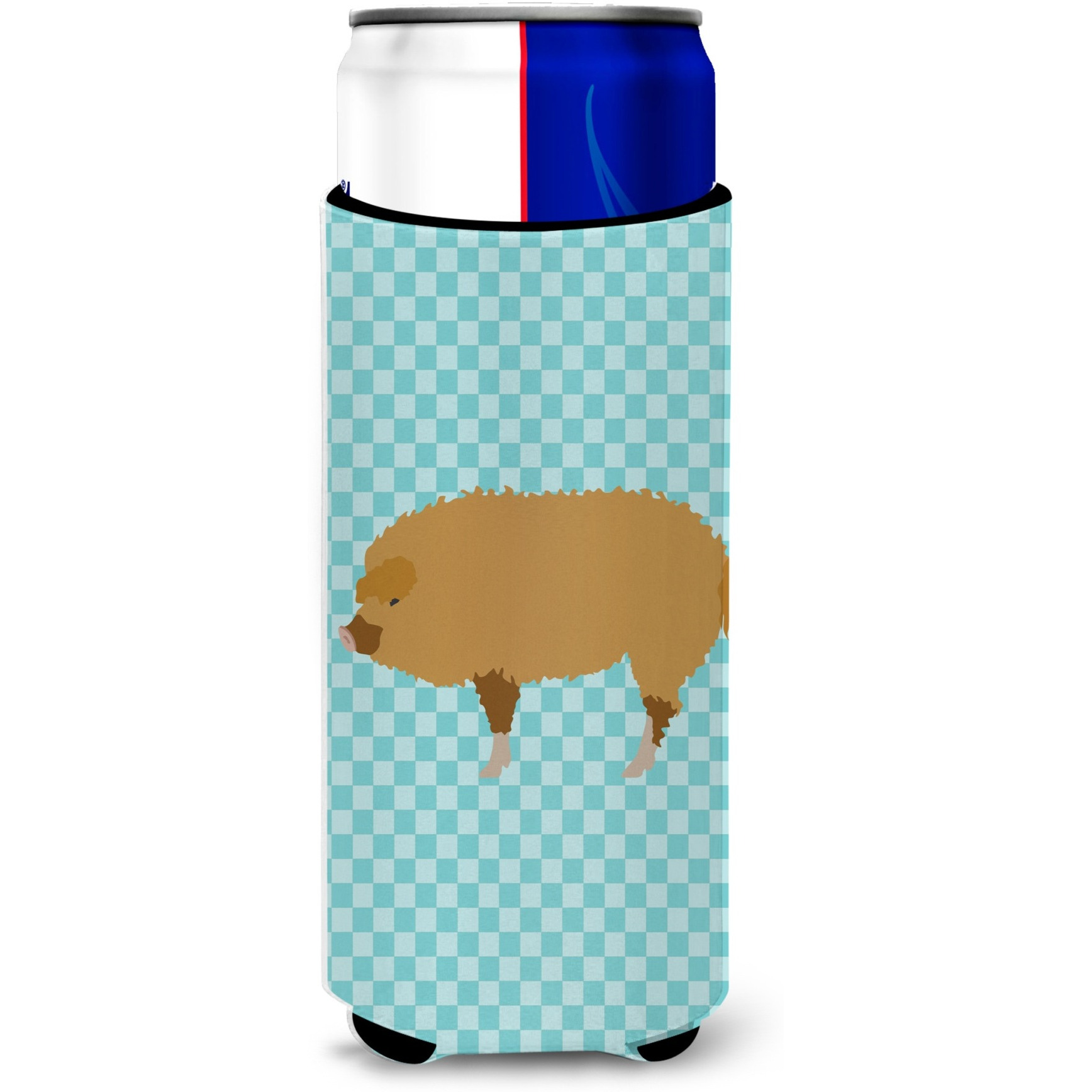 &quotCaroline's Treasures Hungarian Mangalica Pig Blue Check Decorative Can Hugger, Slim, Multicolor"