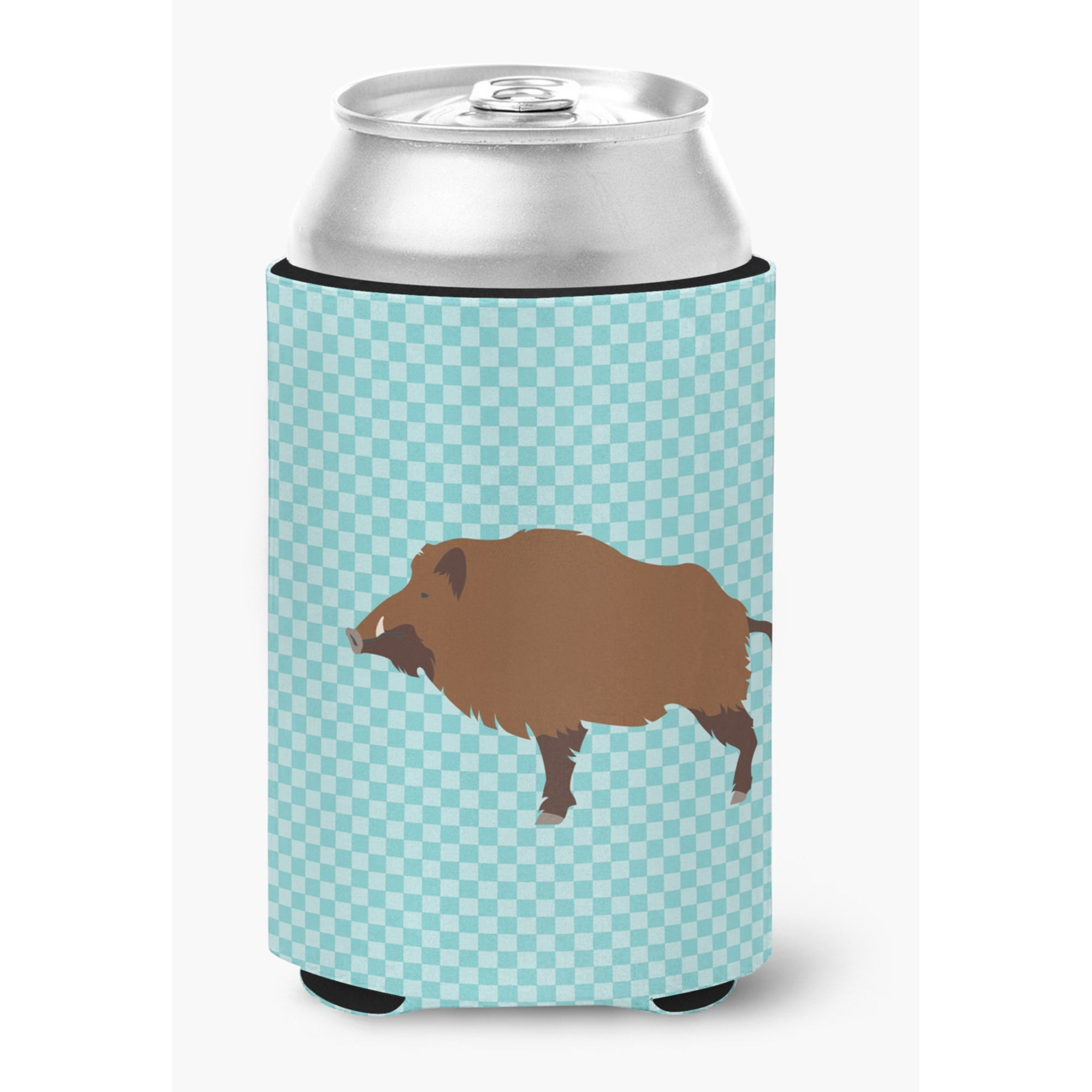 &quotCaroline's Treasures Wild Boar Pig Blue Check Decorative Can Hugger, Multicolor"