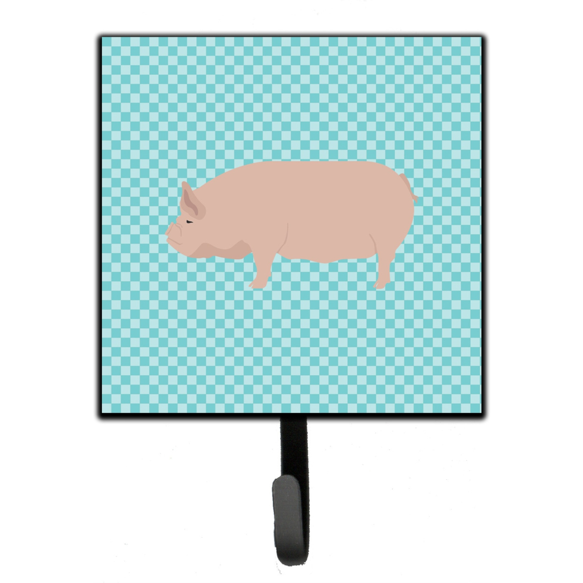 &quotCaroline's Treasures Welsh Pig Blue Check Wall Hook, Small, Multicolor"