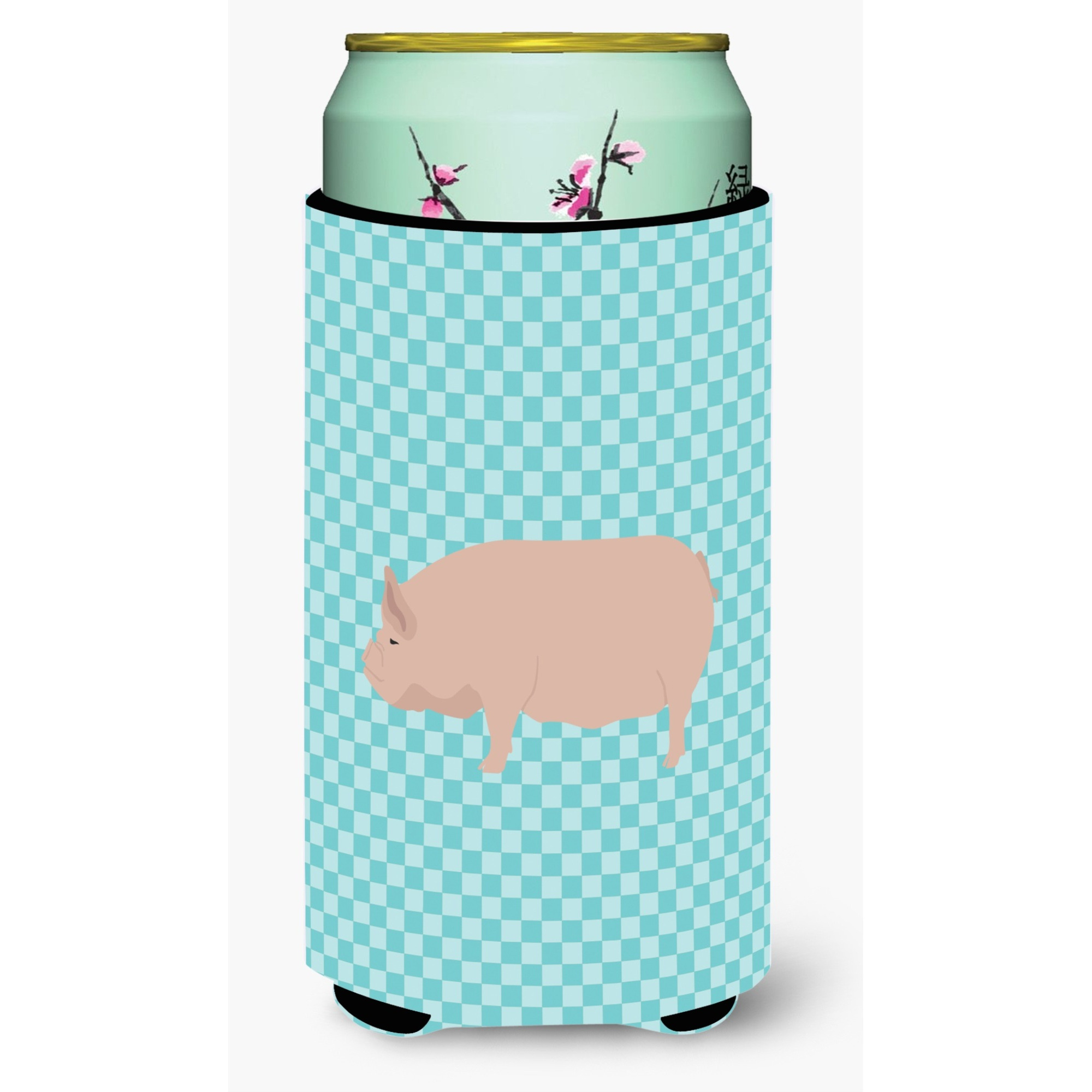 &quotCaroline's Treasures Welsh Pig Blue Check Decorative Can Hugger, Tall Boy, Multicolor"