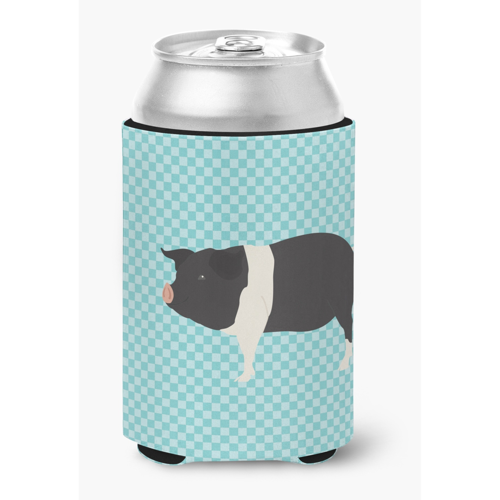 &quotCaroline's Treasures Hampshire Pig Blue Check Decorative Can Hugger, Multicolor"