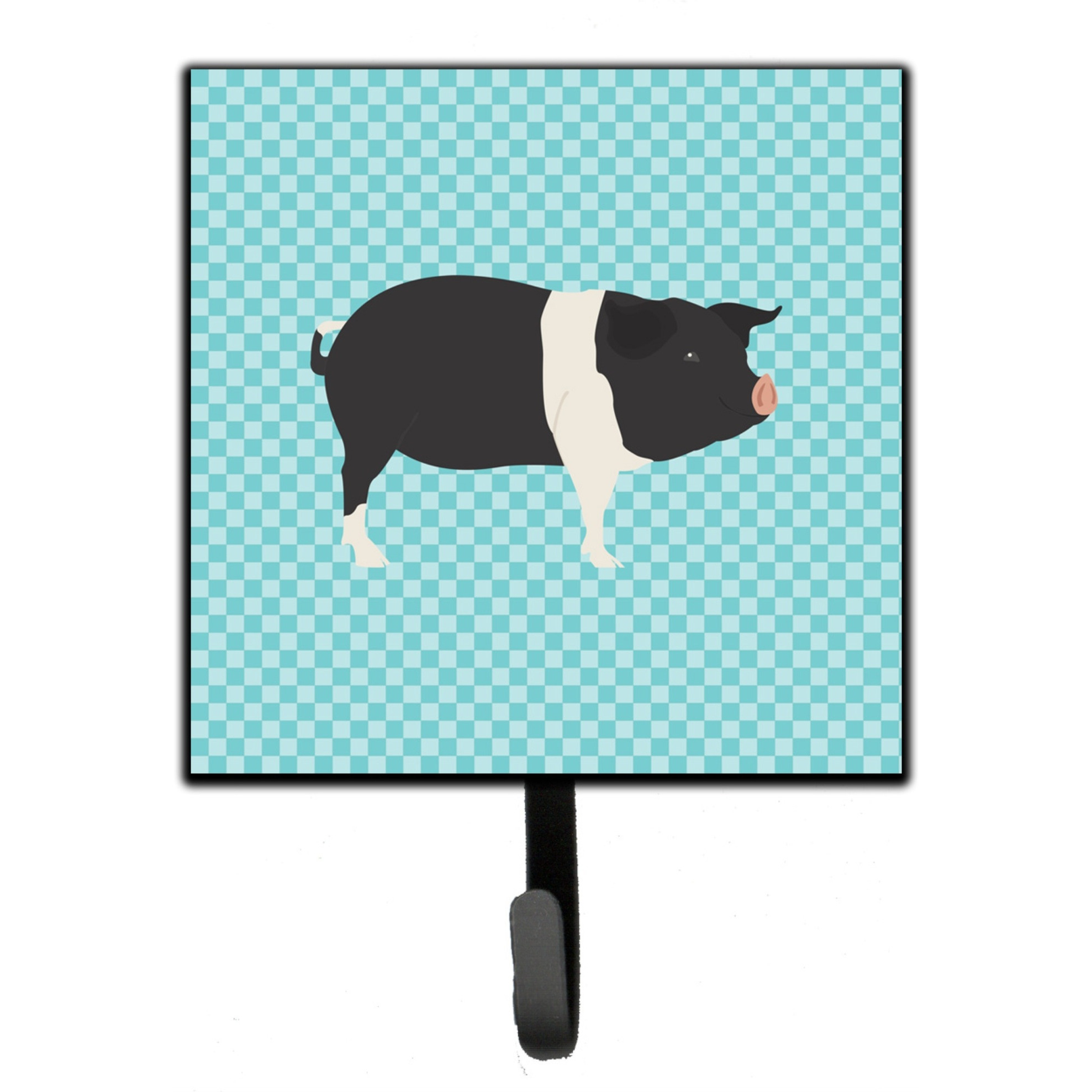 &quotCaroline's Treasures Hampshire Pig Blue Check Wall Hook, Small, Multicolor"