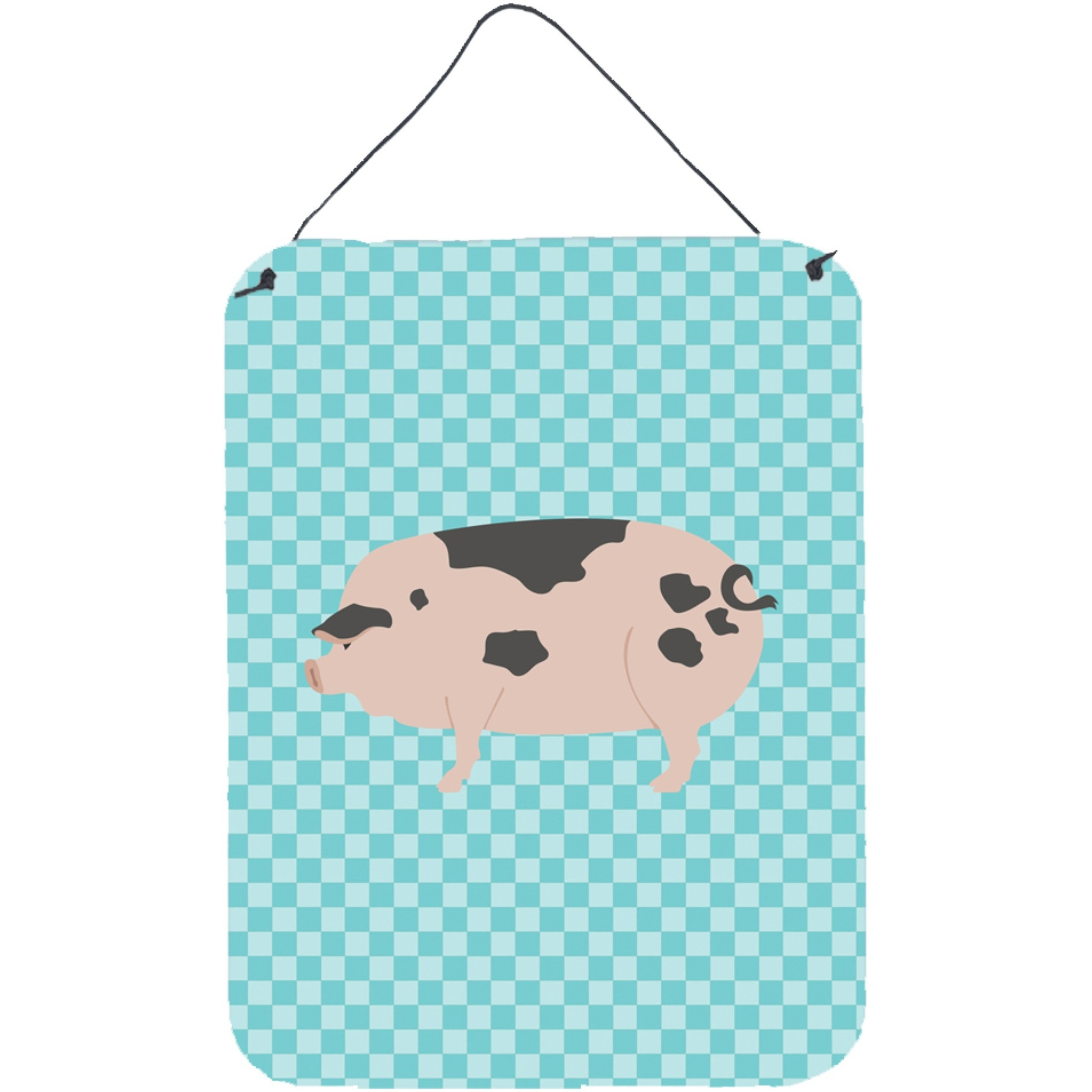 &quotCaroline's Treasures Gloucester Old Spot Pig Blue Check Metal Print, 16hx12w, Multicolor"