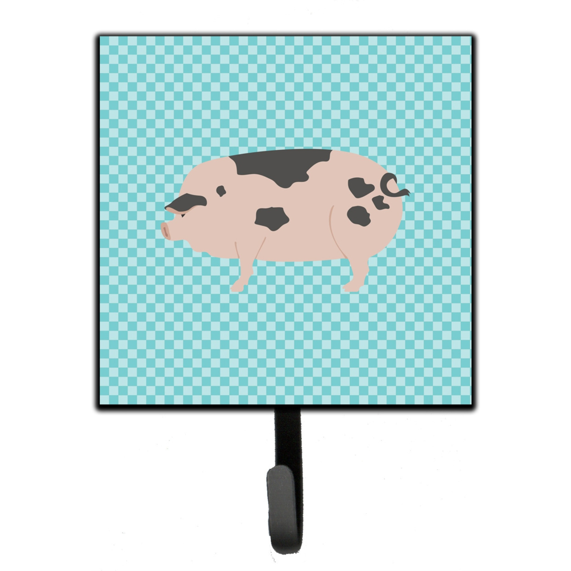 &quotCaroline's Treasures Gloucester Old Spot Pig Blue Check Wall Hook, Small, Multicolor"