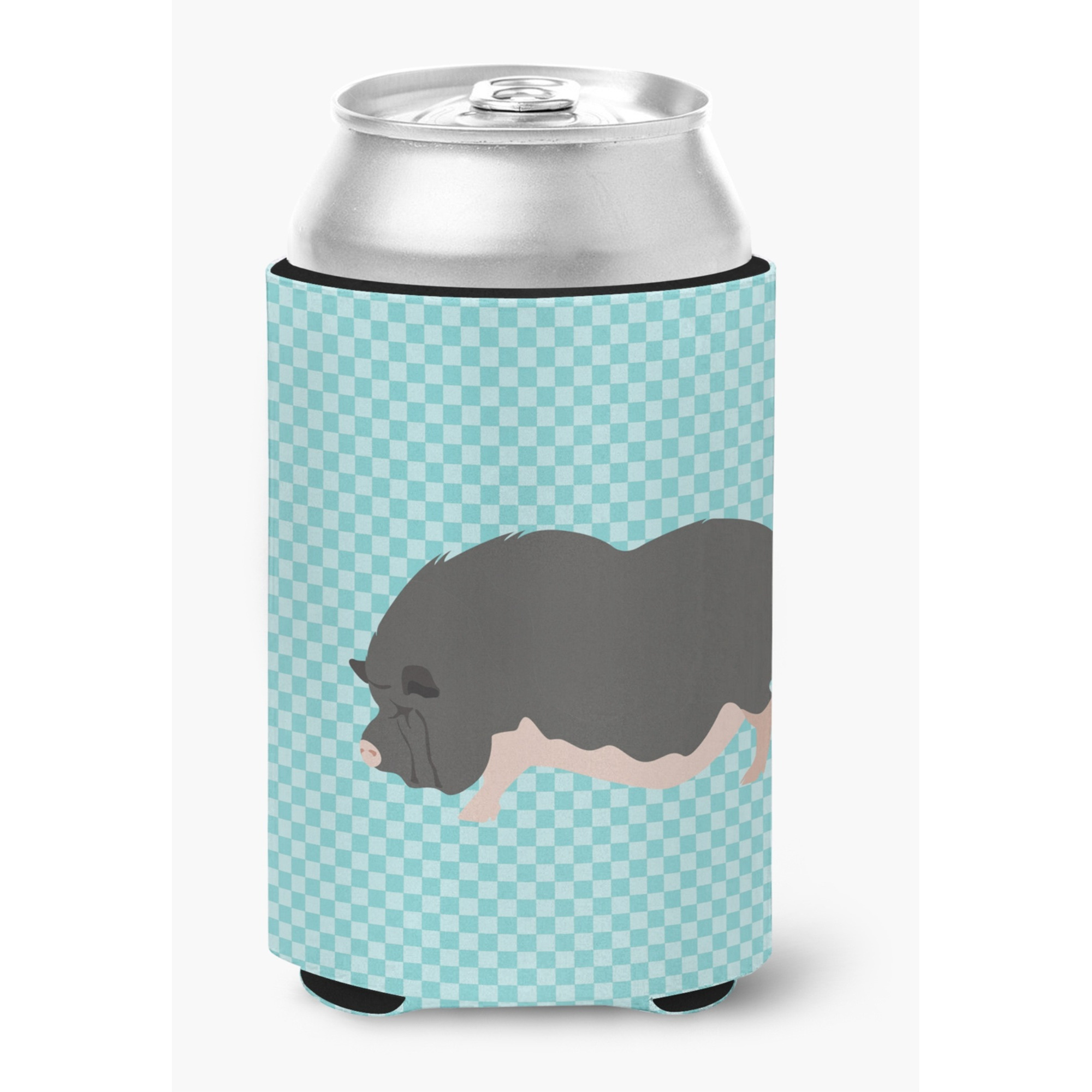 &quotCaroline's Treasures Vietnamese Pot-Bellied Pig Blue Check Decorative Can Hugger, Multicolor"