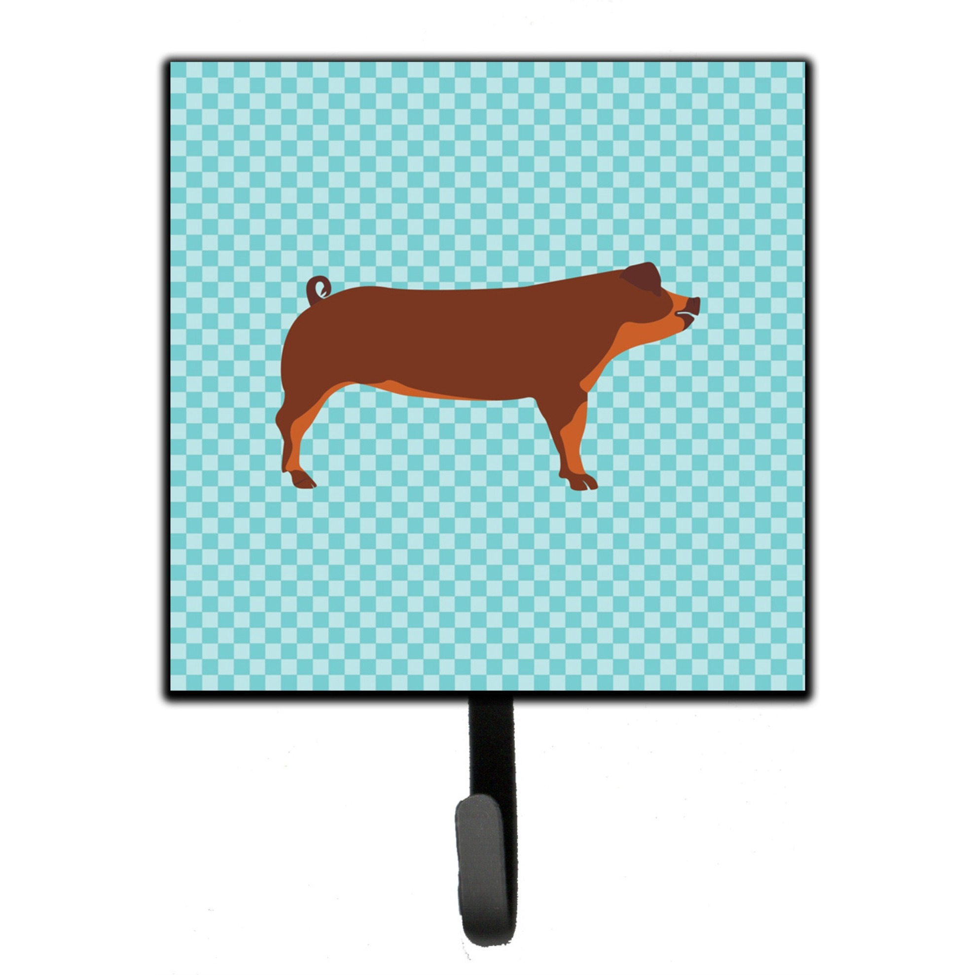 &quotCaroline's Treasures Duroc Pig Blue Check Wall Hook, Small, Multicolor"