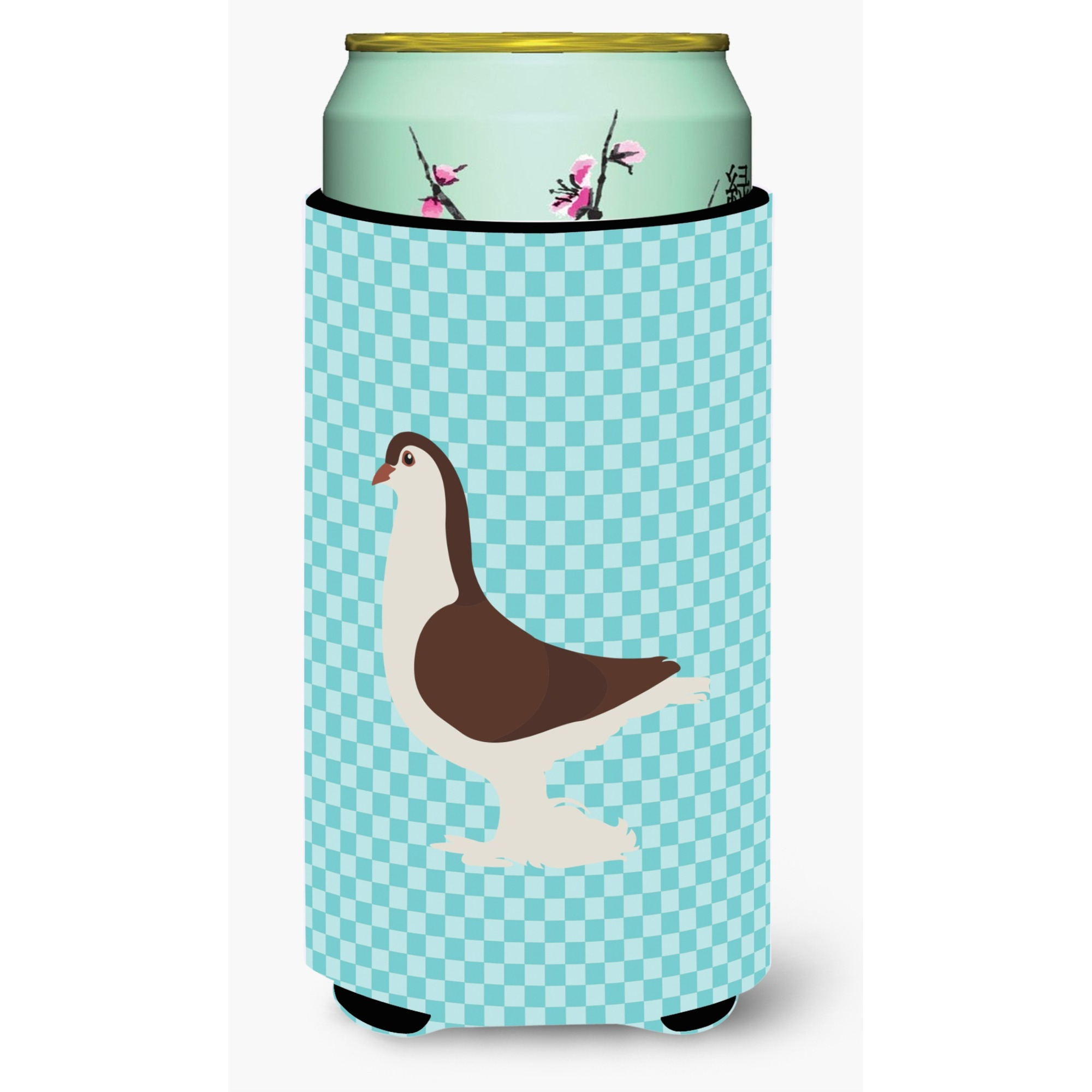 &quotCaroline's Treasures Large Pigeon Blue Check Decorative Can Hugger, Tall Boy, Multicolor"