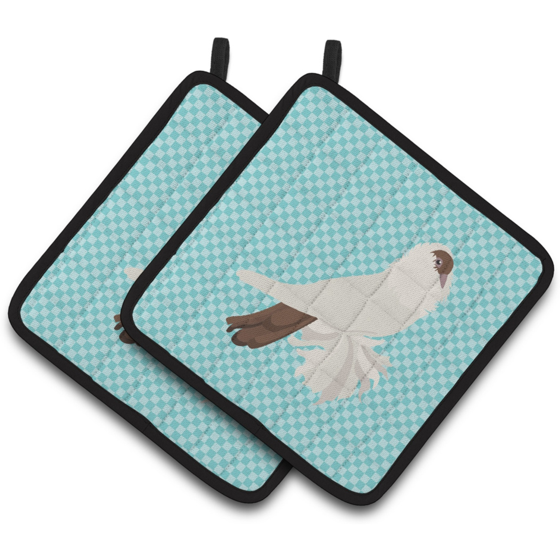 &quotCaroline's Treasures German Helmet Pigeon Blue Check Decorated Pot Holder, 7.5"" x 7.5"""
