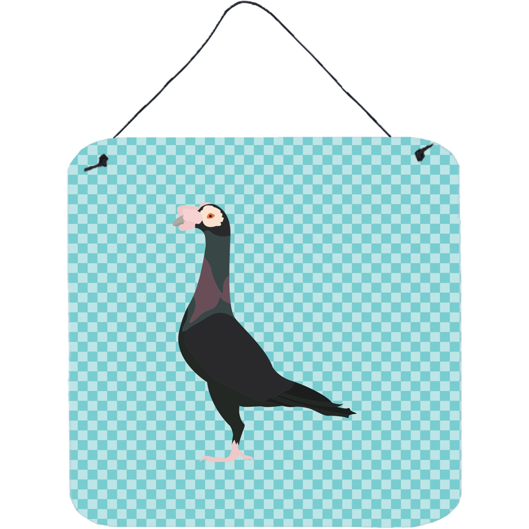 &quotCaroline's Treasures Blue English Carrier Pigeon Check Metal Print, 6"" H x 6"" W"