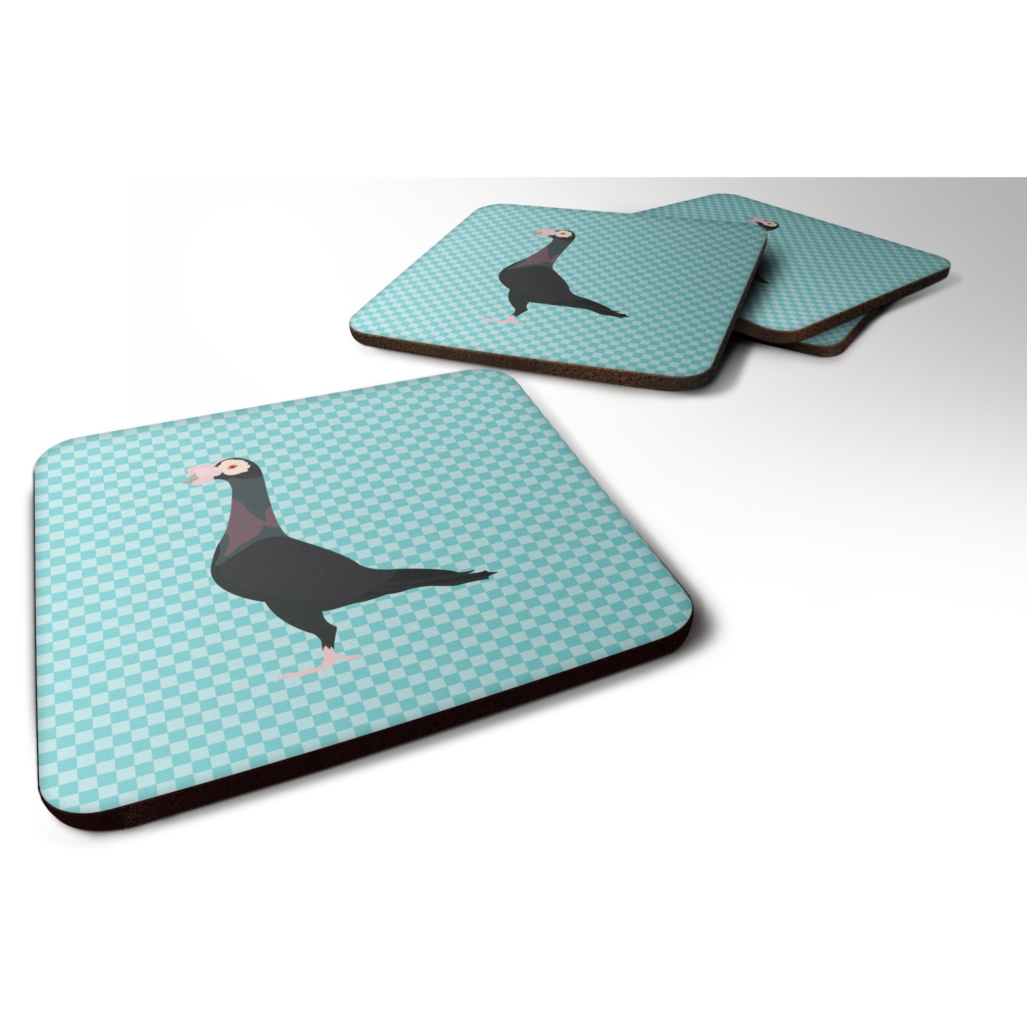&quotCaroline's Treasures English Carrier Pigeon Blue Check Decorative coasters, 3.5, Multicolor"