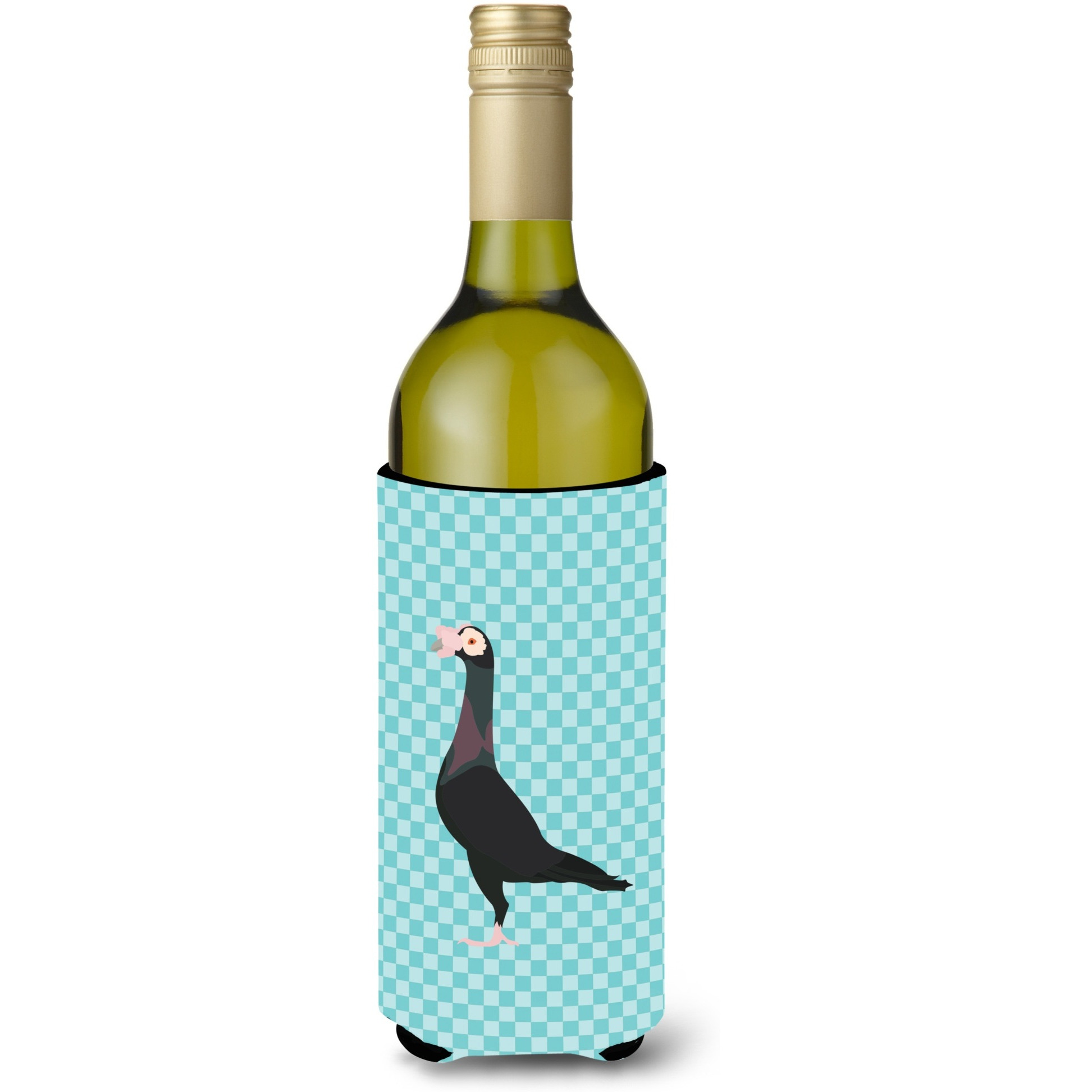 &quotCaroline's Treasures English Carrier Pigeon Blue Check Decorative Bottle Hugger, 750 ml, Multicolor"