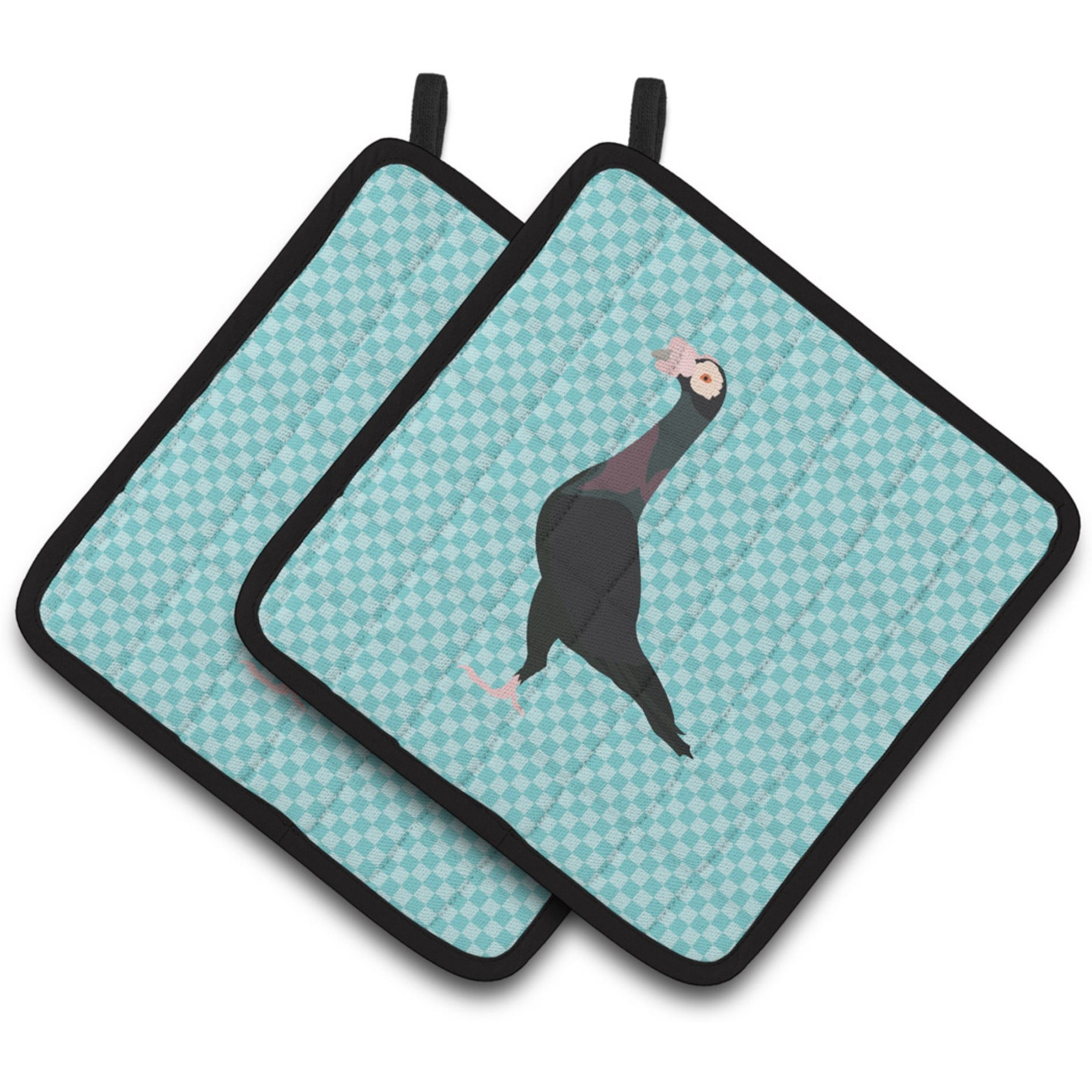 &quotCaroline's Treasures English Carrier Pigeon Blue Check Decorated Pot Holder, 7.5"" x 7.5"""