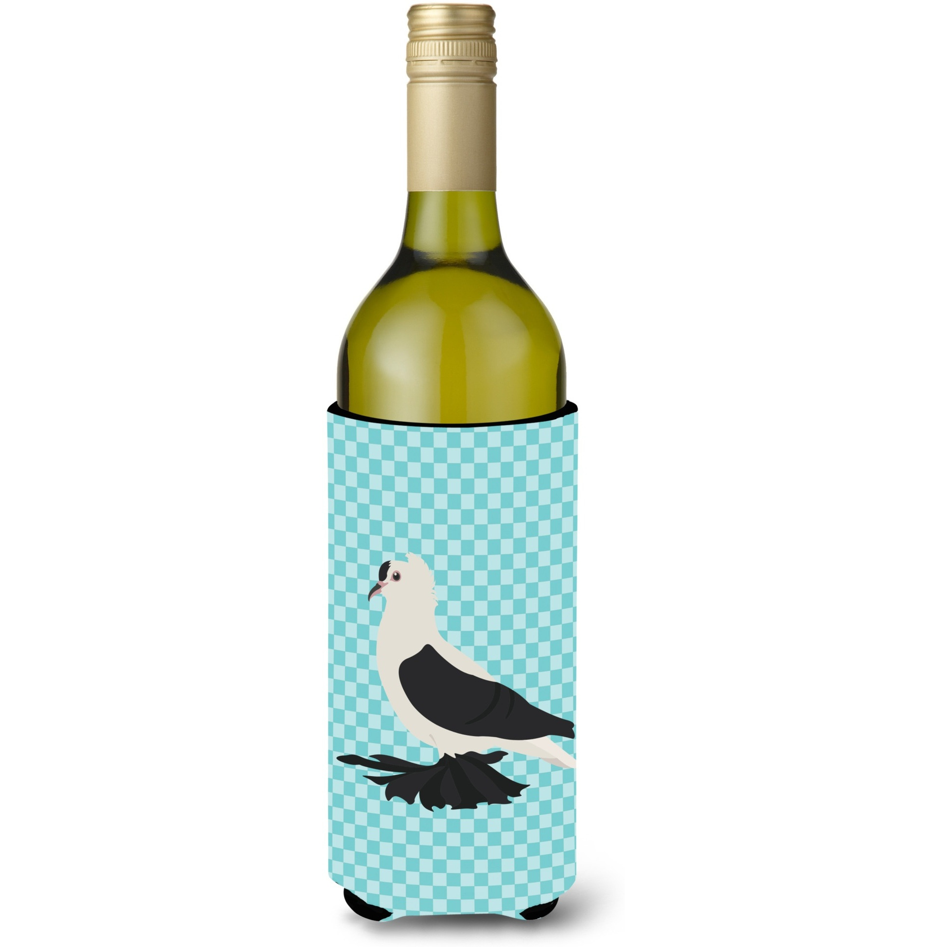 &quotCaroline's Treasures Saxon Fairy Swallow Pigeon Blue Check Decorative Bottle Hugger, 750 ml, Multicolor"