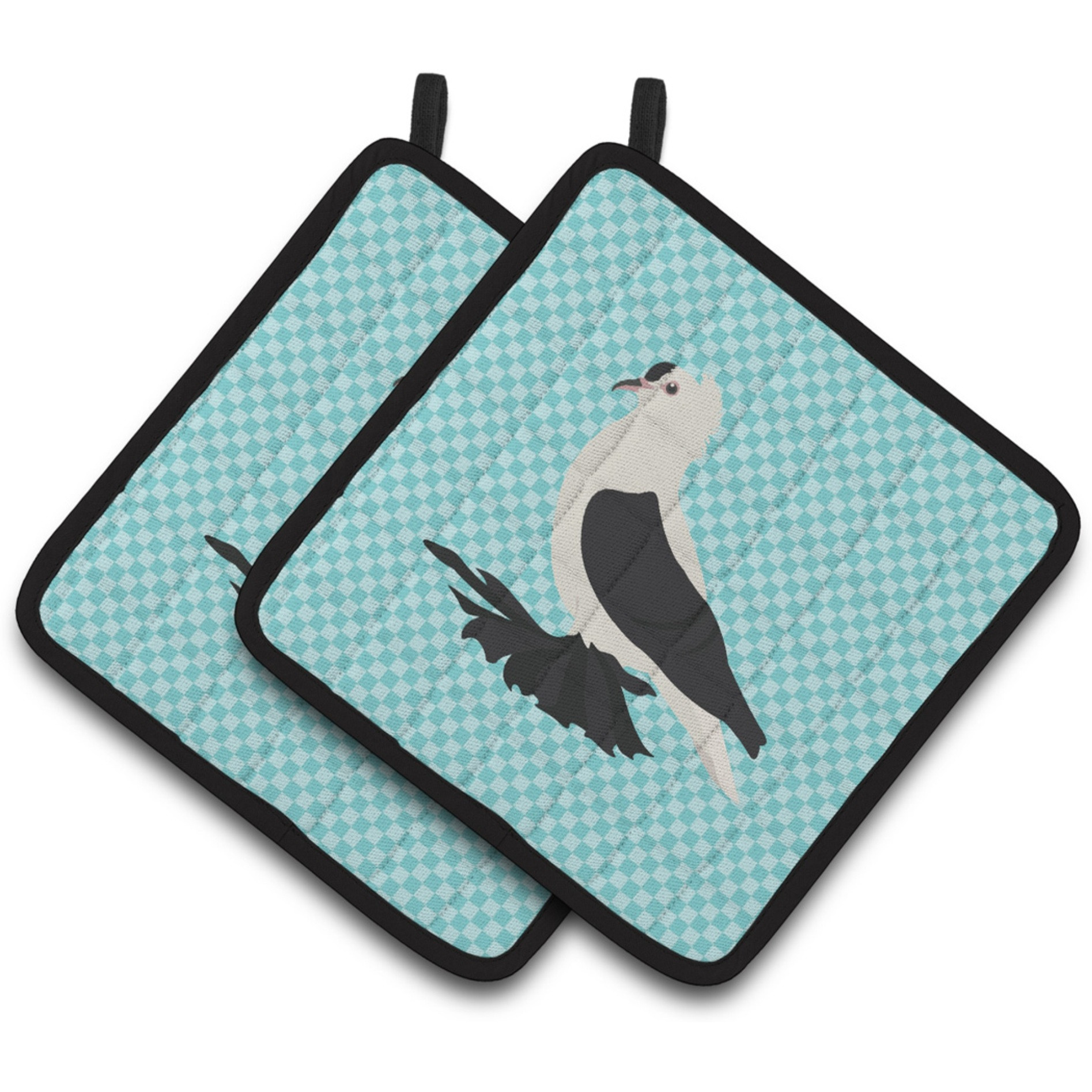 &quotCaroline's Treasures Saxon Fairy Swallow Pigeon Blue Check Decorated Pot Holder, 7.5"" x 7.5"""