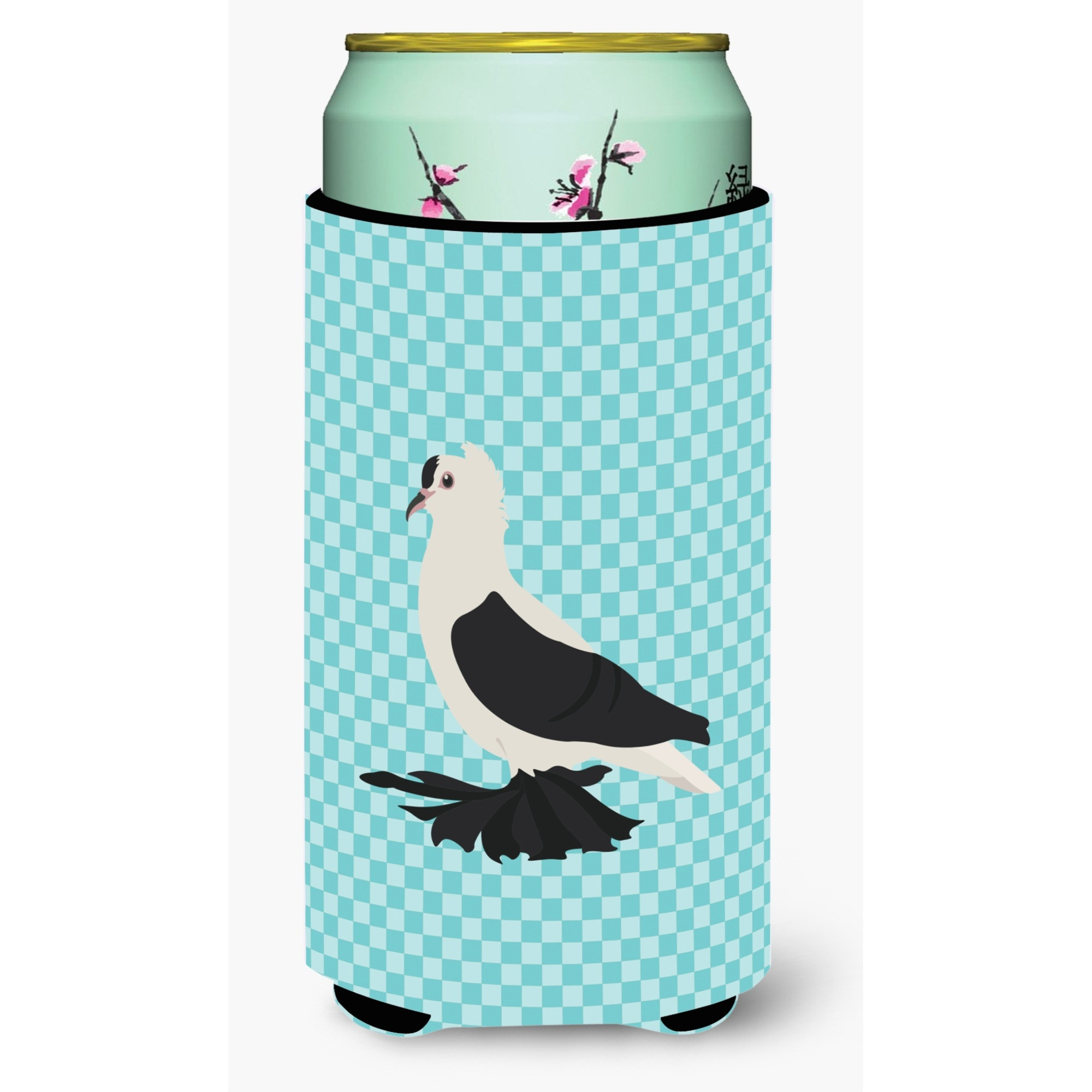 &quotCaroline's Treasures Saxon Fairy Swallow Pigeon Blue Check Decorative Can Hugger, Tall Boy, Multicolor"