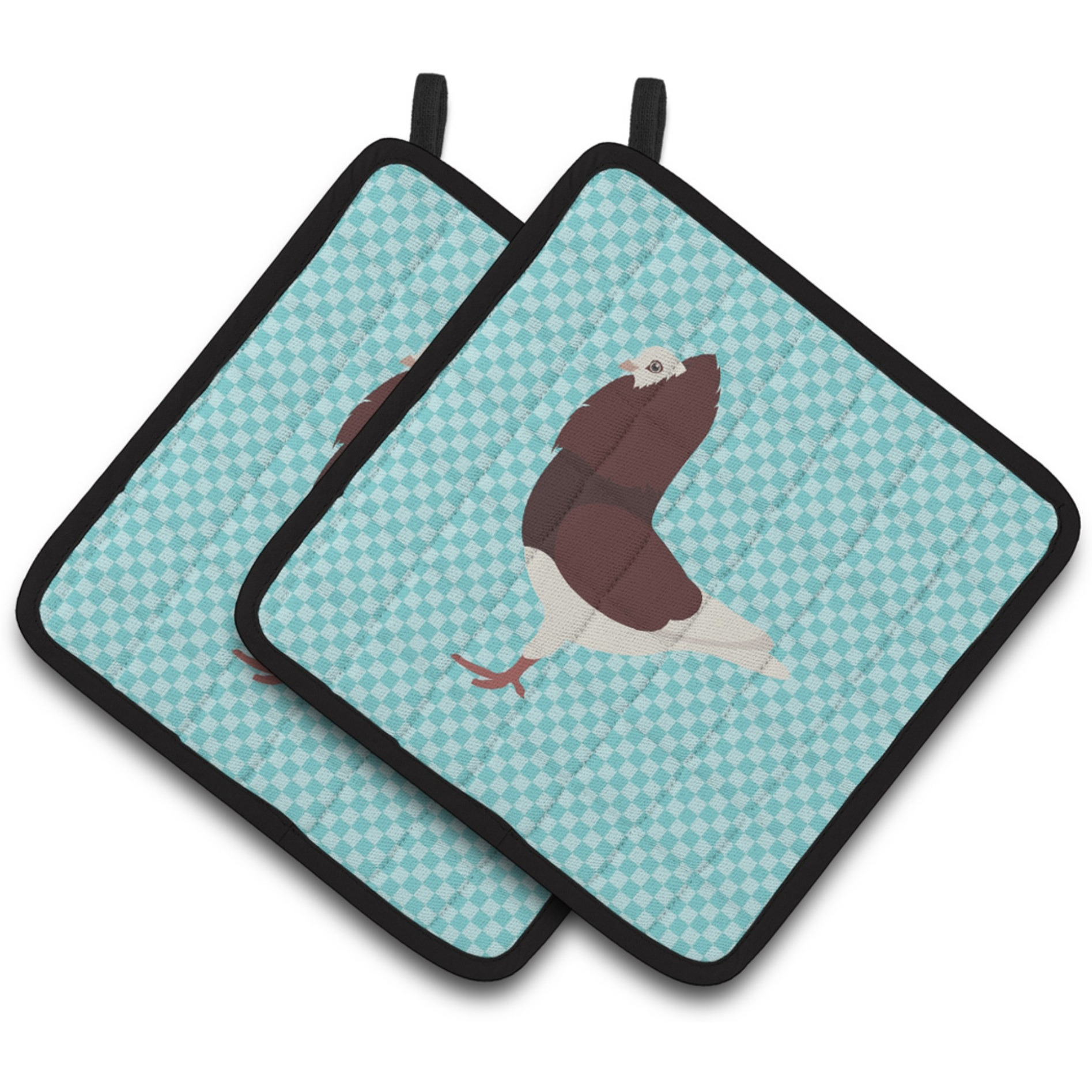&quotCaroline's Treasures Capuchin Red Pigeon Blue Check Decorated Pot Holder, 7.5"" x 7.5"""