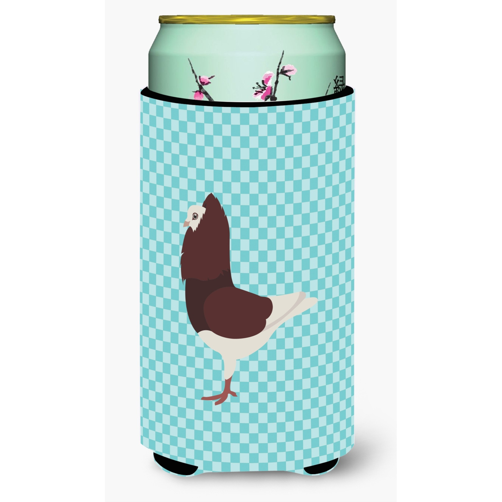 &quotCaroline's Treasures Capuchin Red Pigeon Blue Check Decorative Can Hugger, Tall Boy, Multicolor"