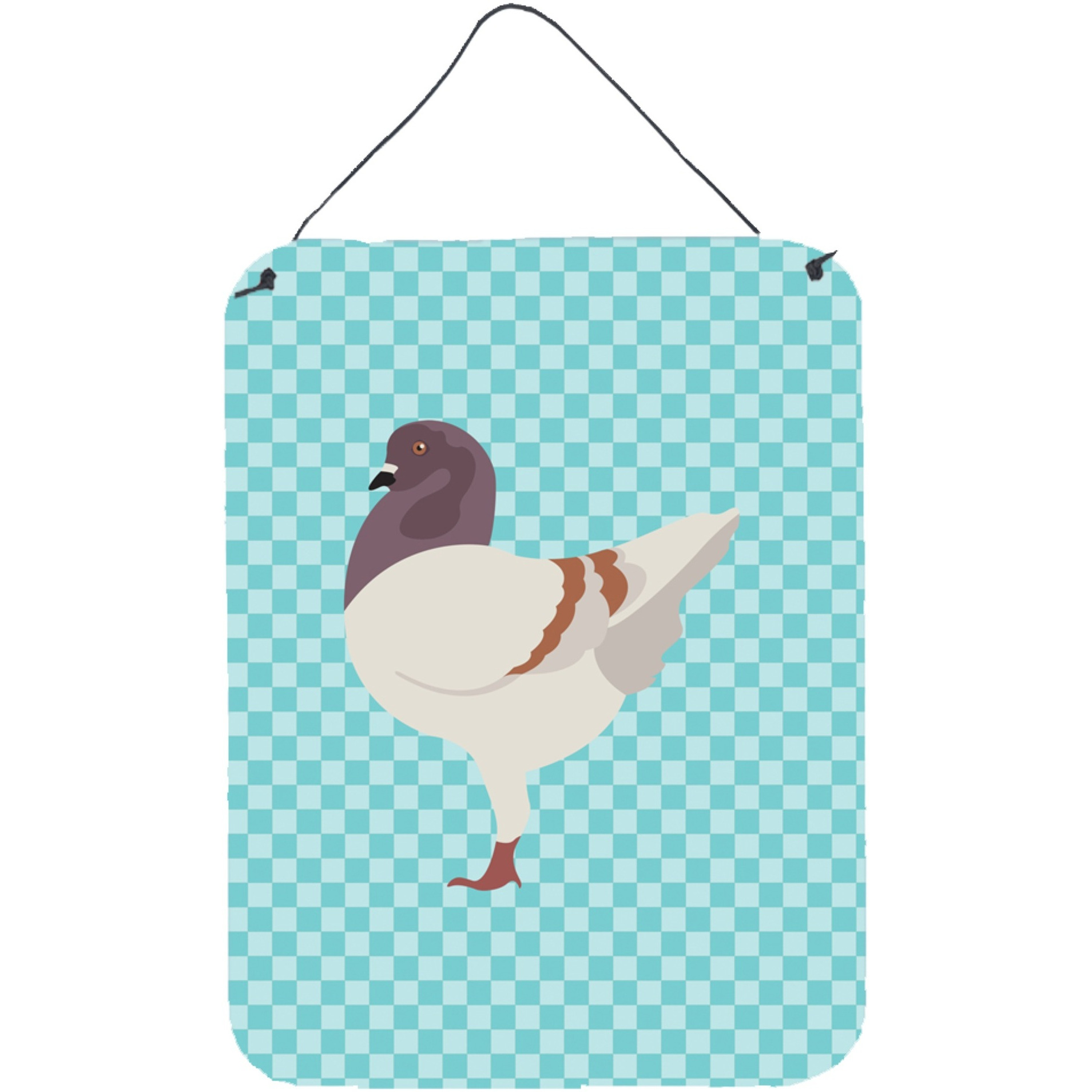 &quotCaroline's Treasures German Modena Pigeon Blue Check Metal Print, 16hx12w, Multicolor"