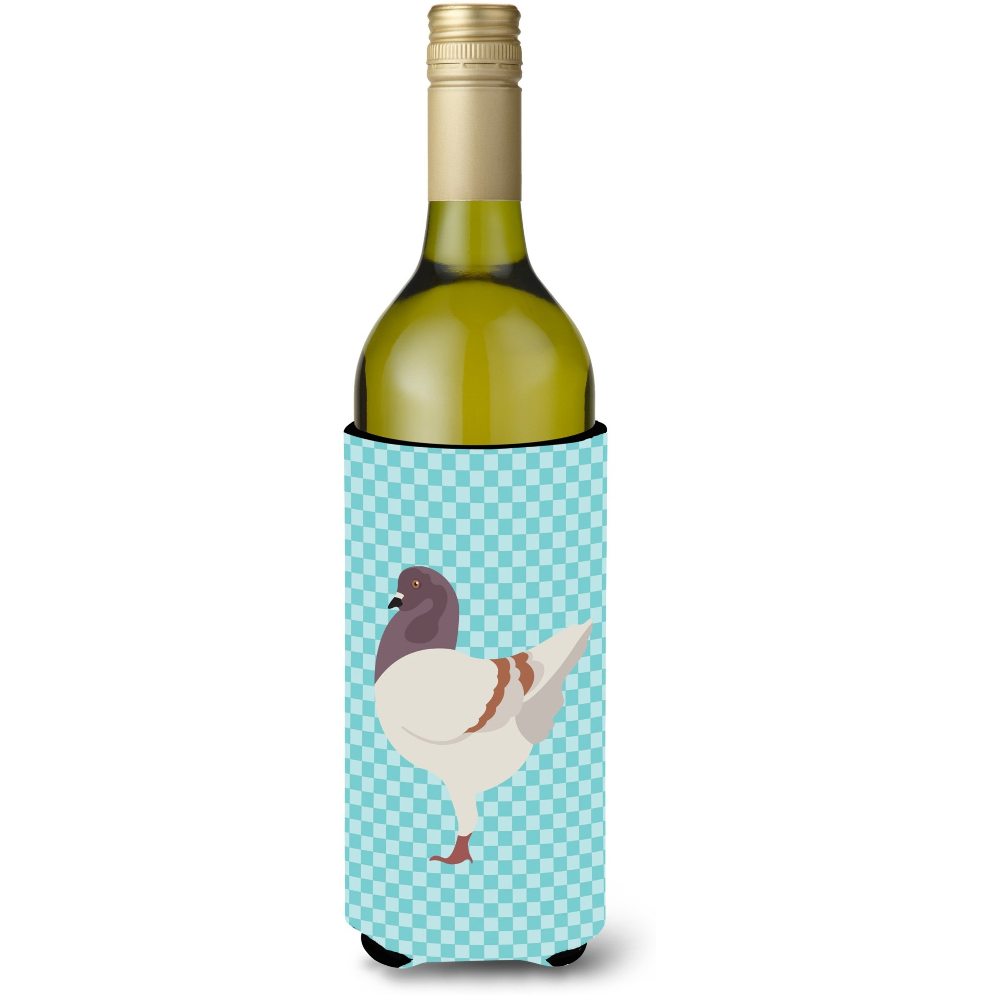 &quotCaroline's Treasures German Modena Pigeon Blue Check Decorative Bottle Hugger, 750 ml, Multicolor"