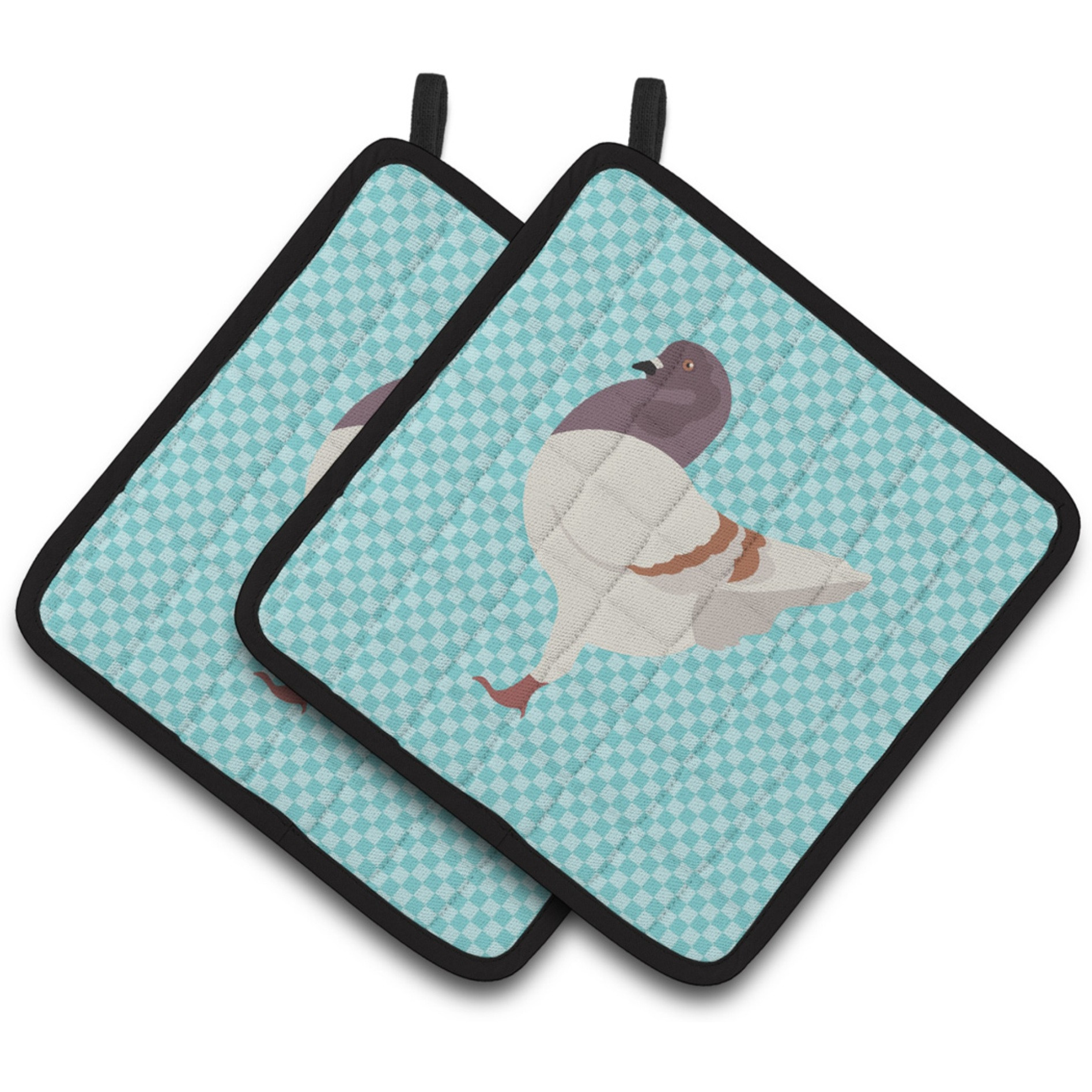 &quotCaroline's Treasures German Modena Pigeon Blue Check Decorated Pot Holder, 7.5"" x 7.5"""