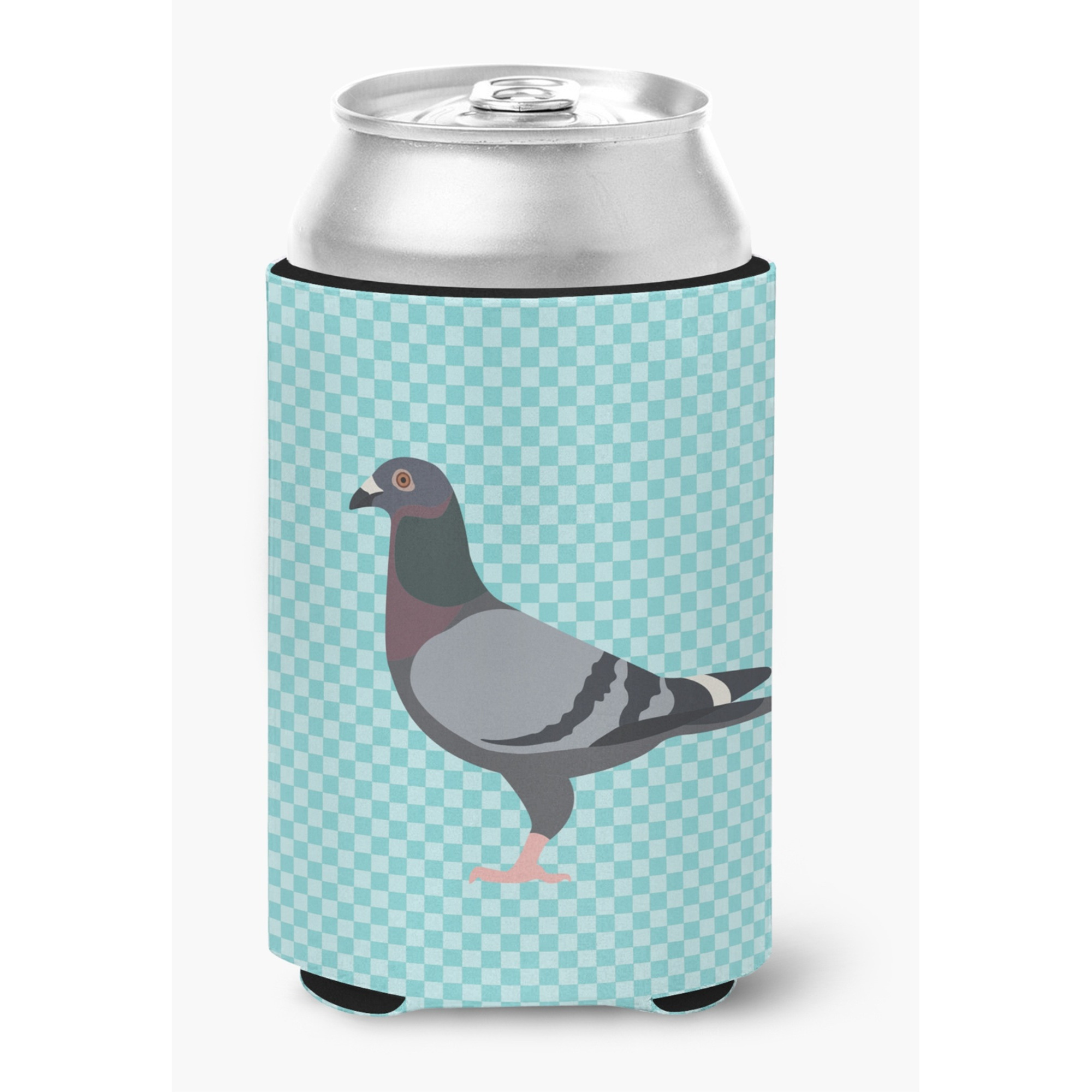 &quotCaroline's Treasures Racing Pigeon Blue Check Decorative Can Hugger, Multicolor"
