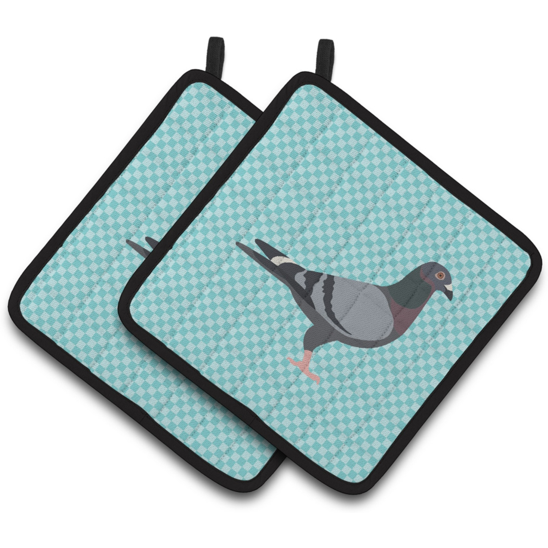 &quotCaroline's Treasures Racing Pigeon Blue Check Decorated Pot Holder, 7.5"" x 7.5"""