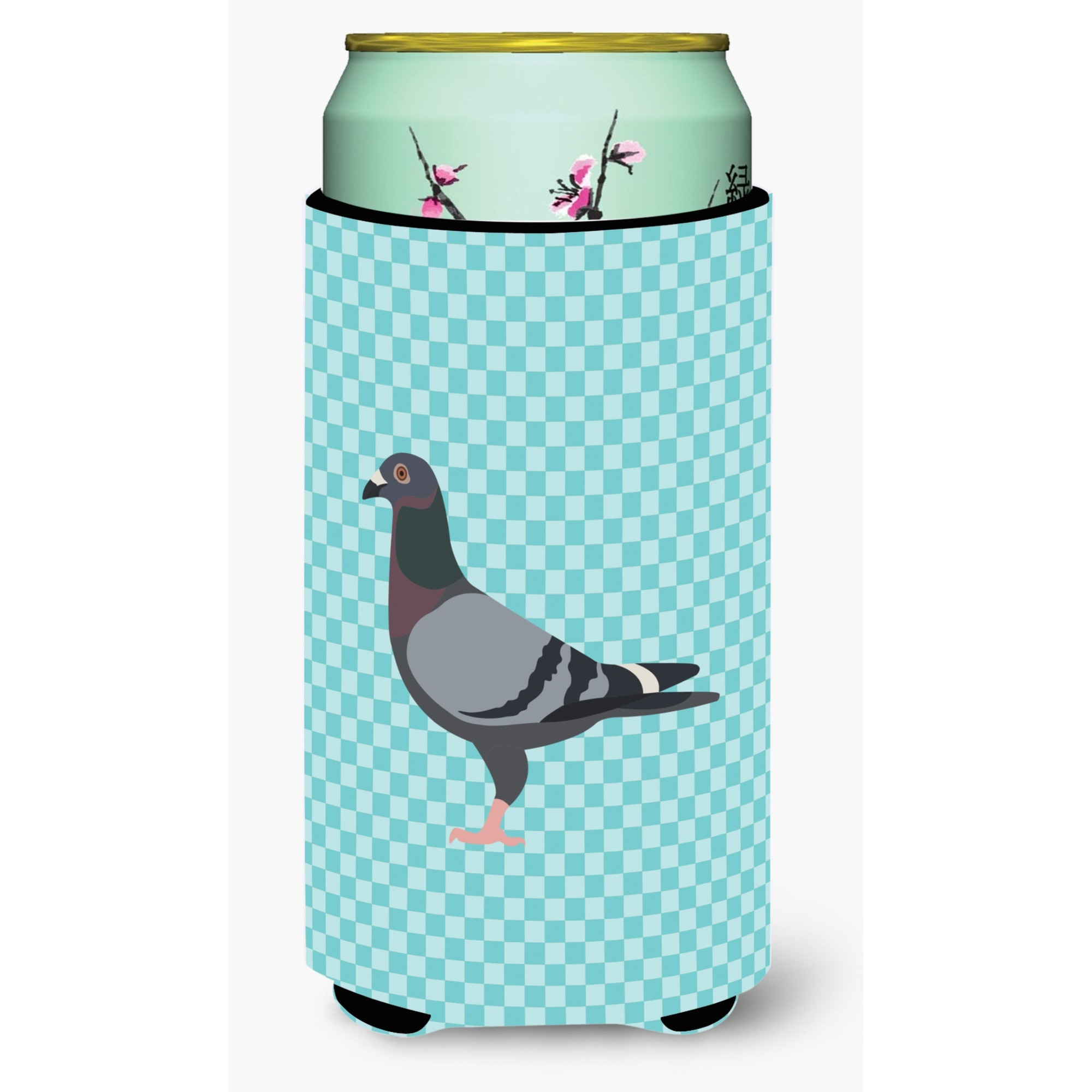 &quotCaroline's Treasures Racing Pigeon Blue Check Decorative Can Hugger, Tall Boy, Multicolor"