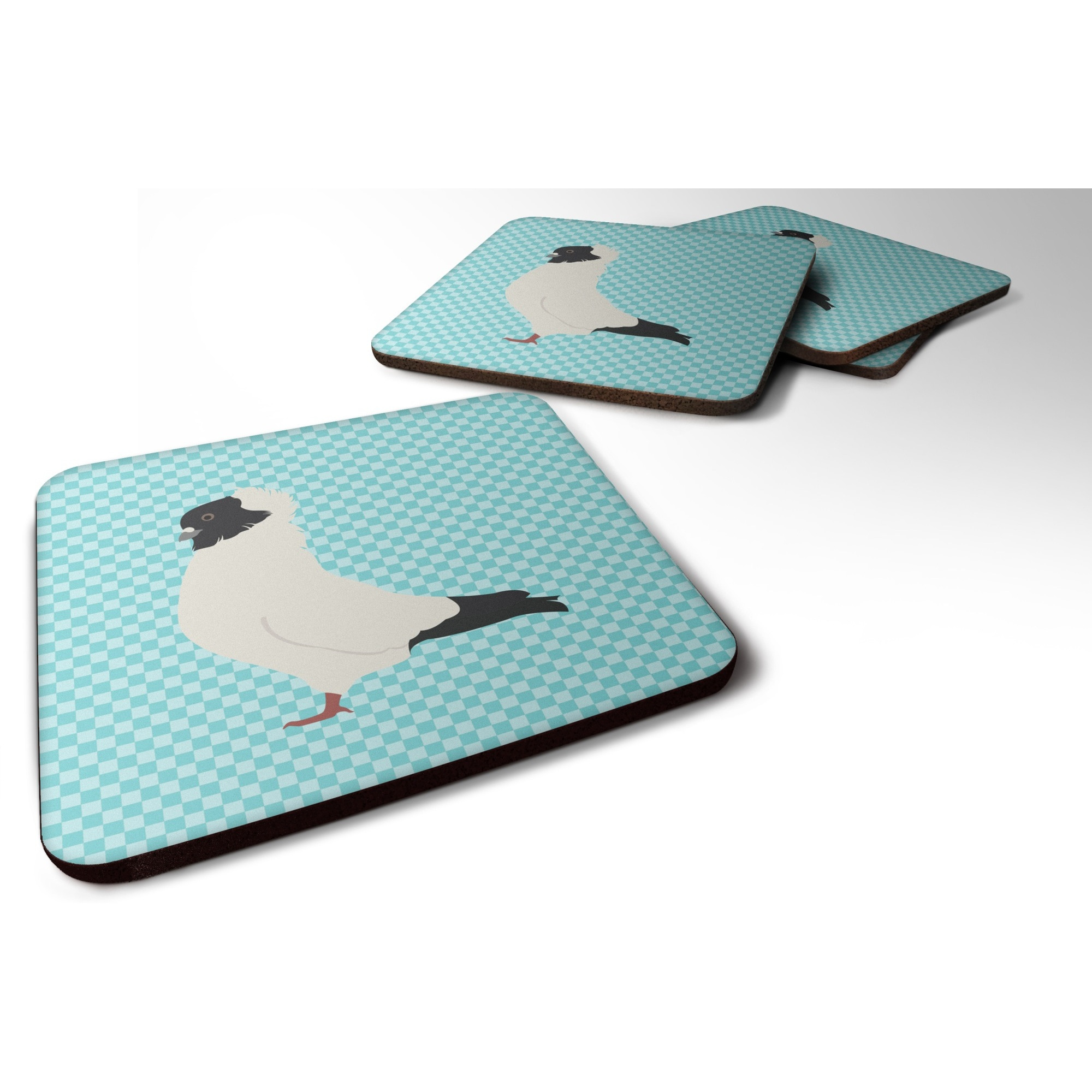&quotCaroline's Treasures Nun Pigeon Blue Check Decorative coasters, 3.5, Multicolor"