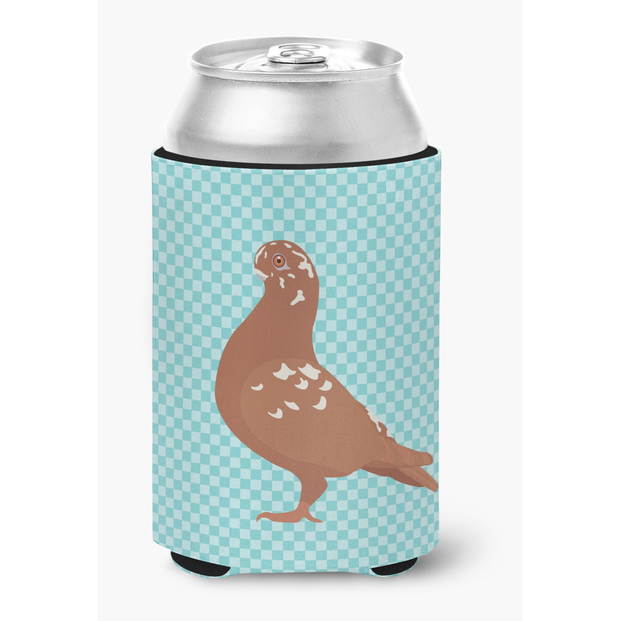 &quotCaroline's Treasures African Owl Pigeon Blue Check Decorative Can Hugger, Multicolor"