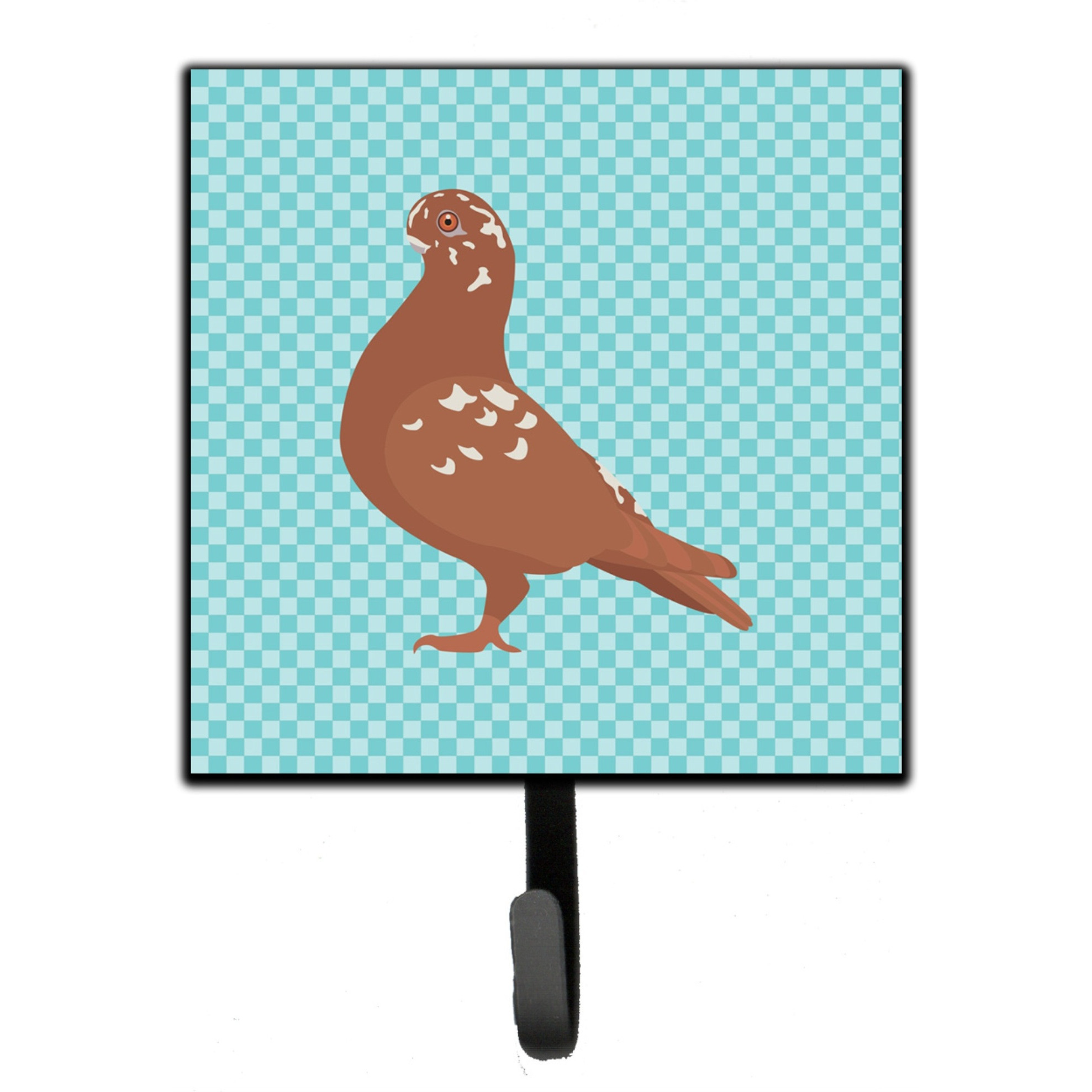 &quotCaroline's Treasures African Owl Pigeon Blue Check Wall Hook, Small, Multicolor"