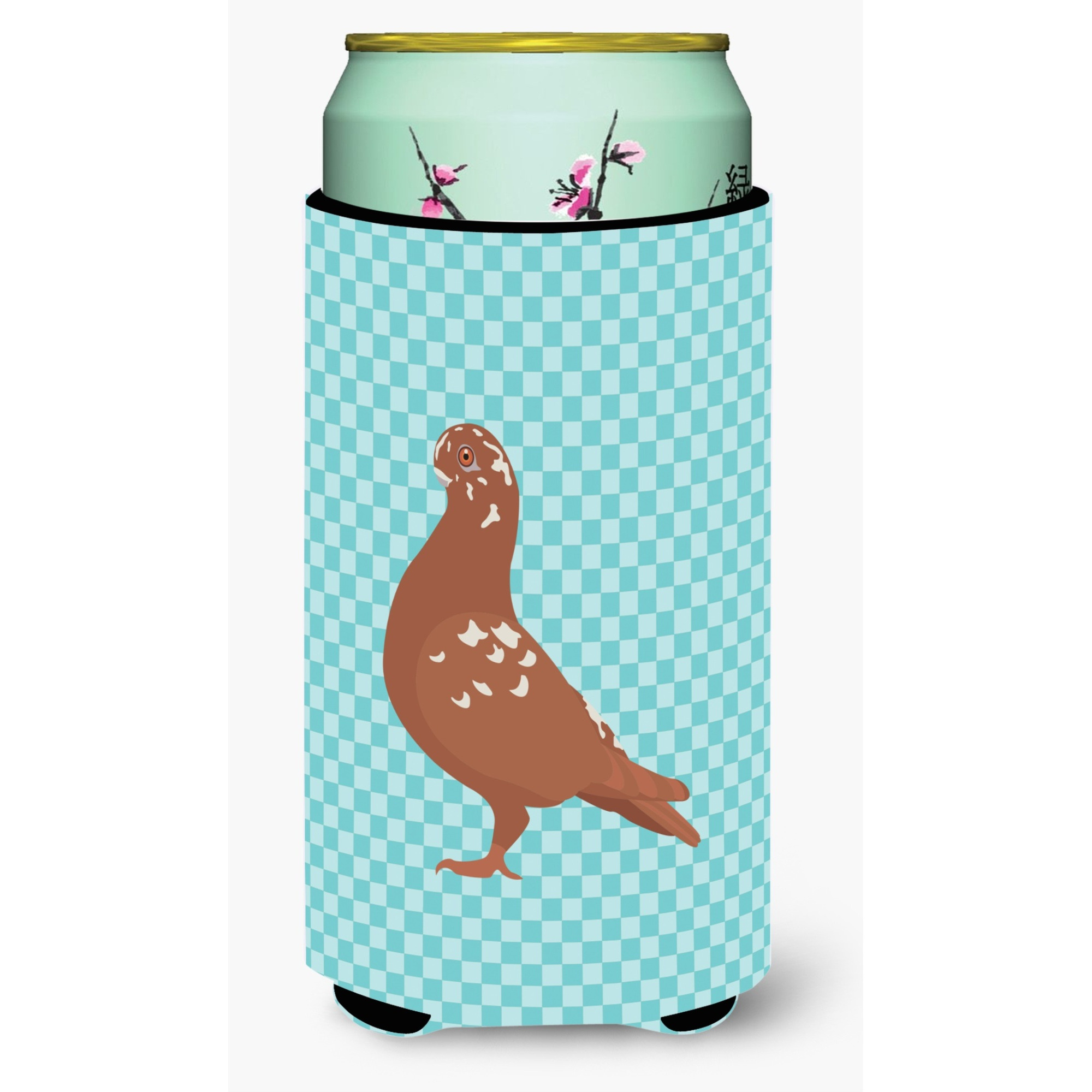 &quotCaroline's Treasures African Owl Pigeon Blue Check Decorative Can Hugger, Tall Boy, Multicolor"