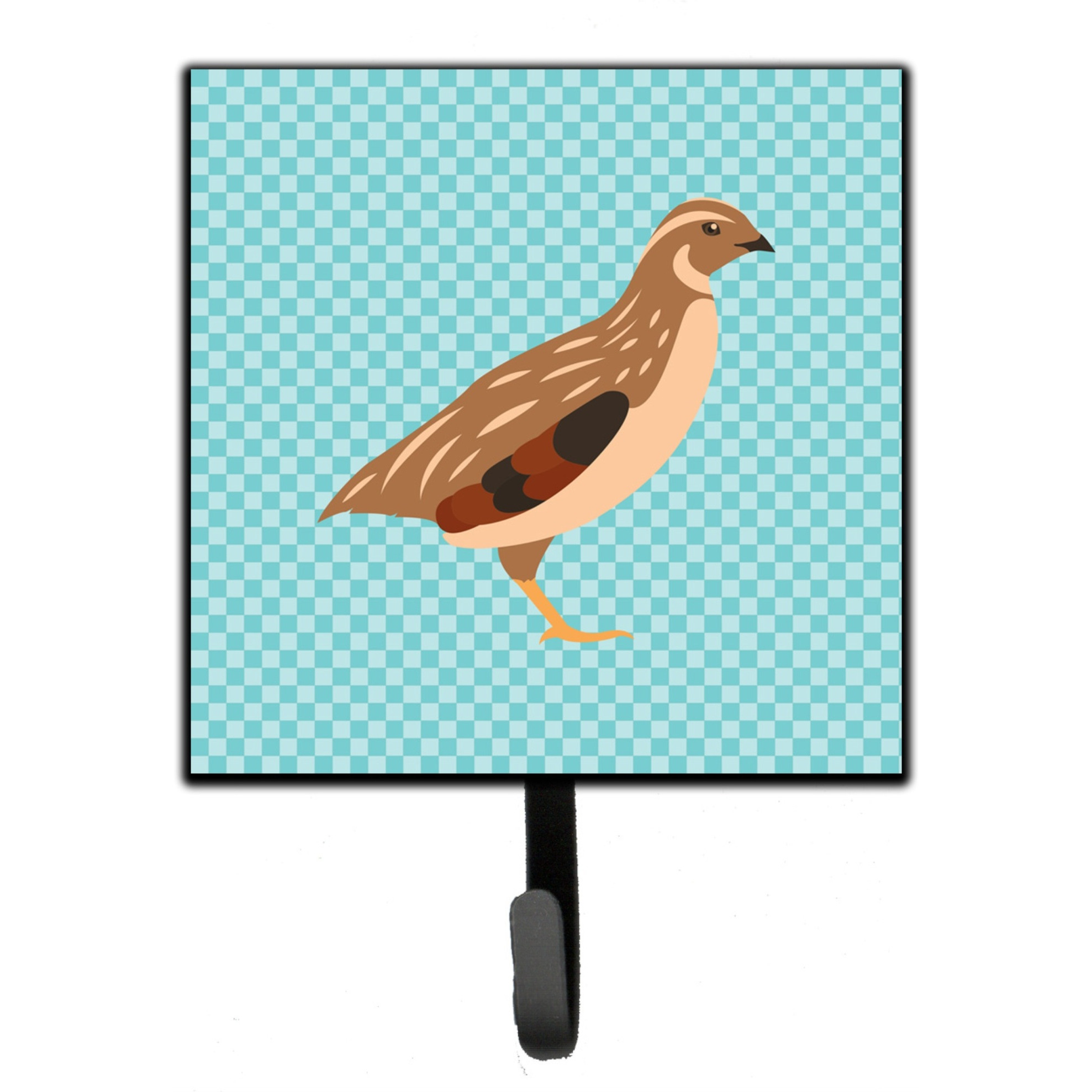&quotCaroline's Treasures Golden Phoenix Quail Blue Check Wall Hook, Small, Multicolor"