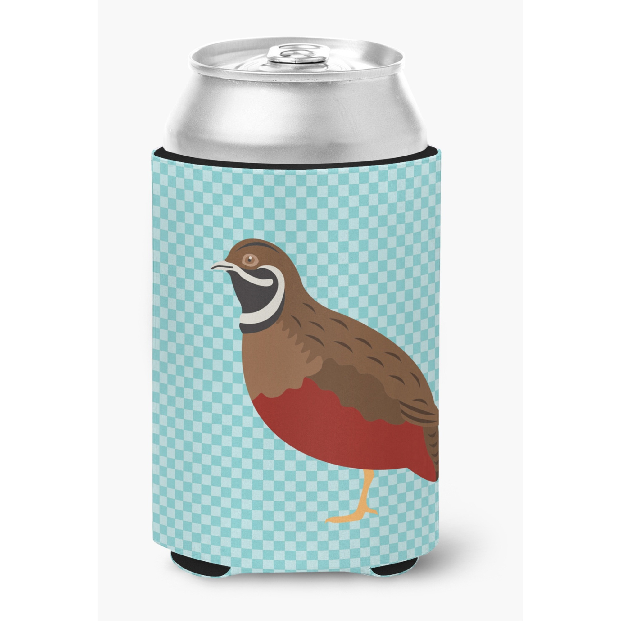 &quotCaroline's Treasures Chinese Painted or King Quail Blue Check Decorative Can Hugger, Multicolor"