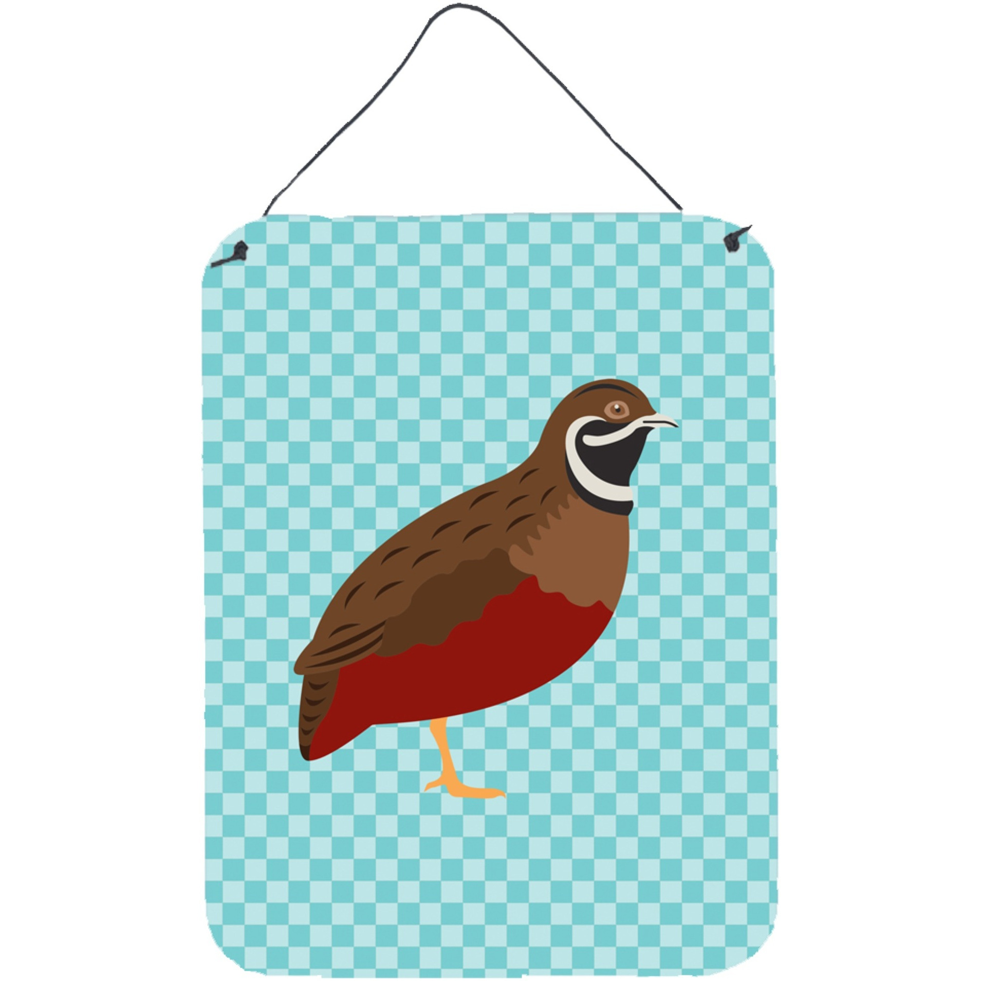 &quotCaroline's Treasures Blue Check Chinese Painted or King Quail Metal Print, 16hx12w, Multicolor"