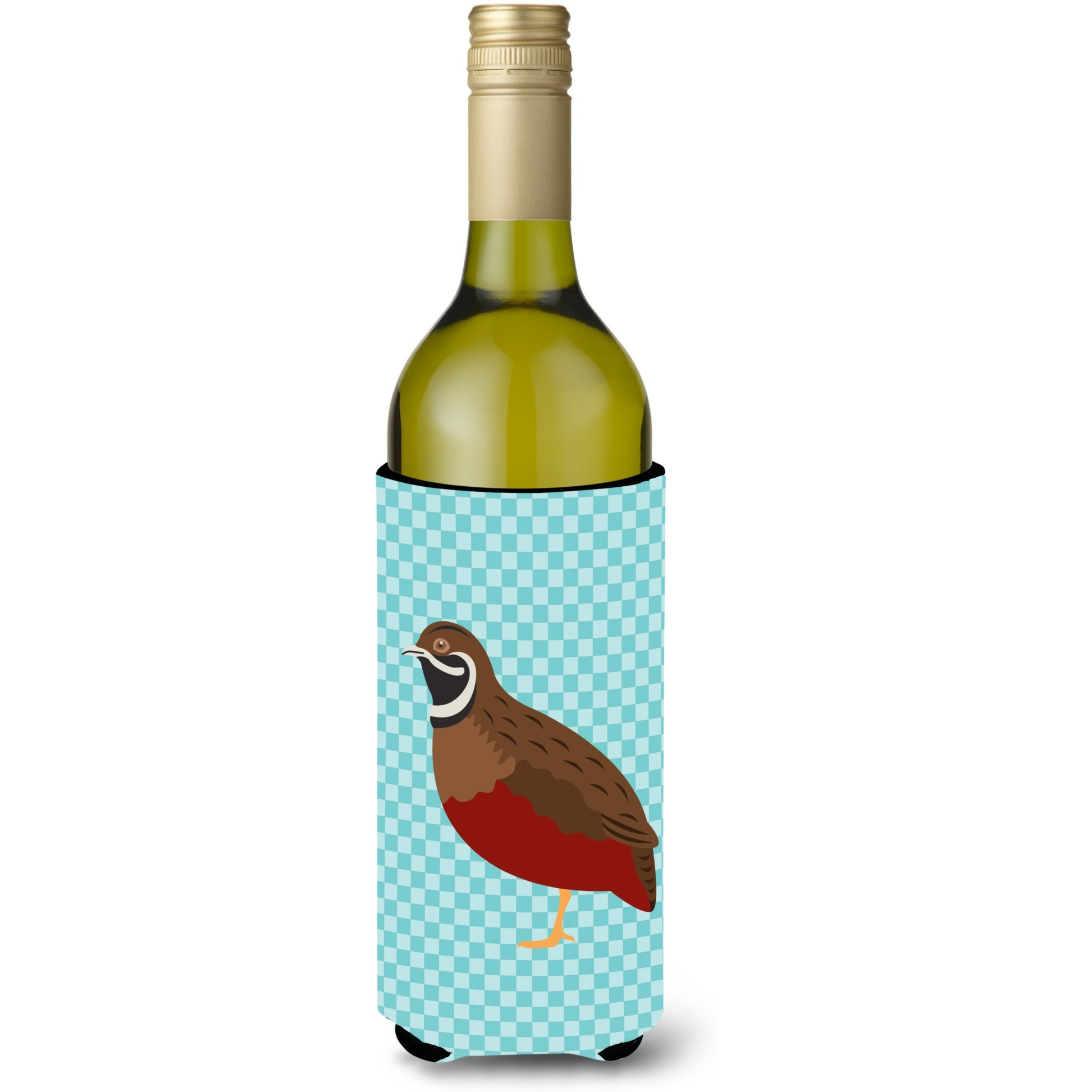 &quotCaroline's Treasures Chinese Painted or King Quail Blue Check Decorative Bottle Hugger, 750 ml, Multicolor"
