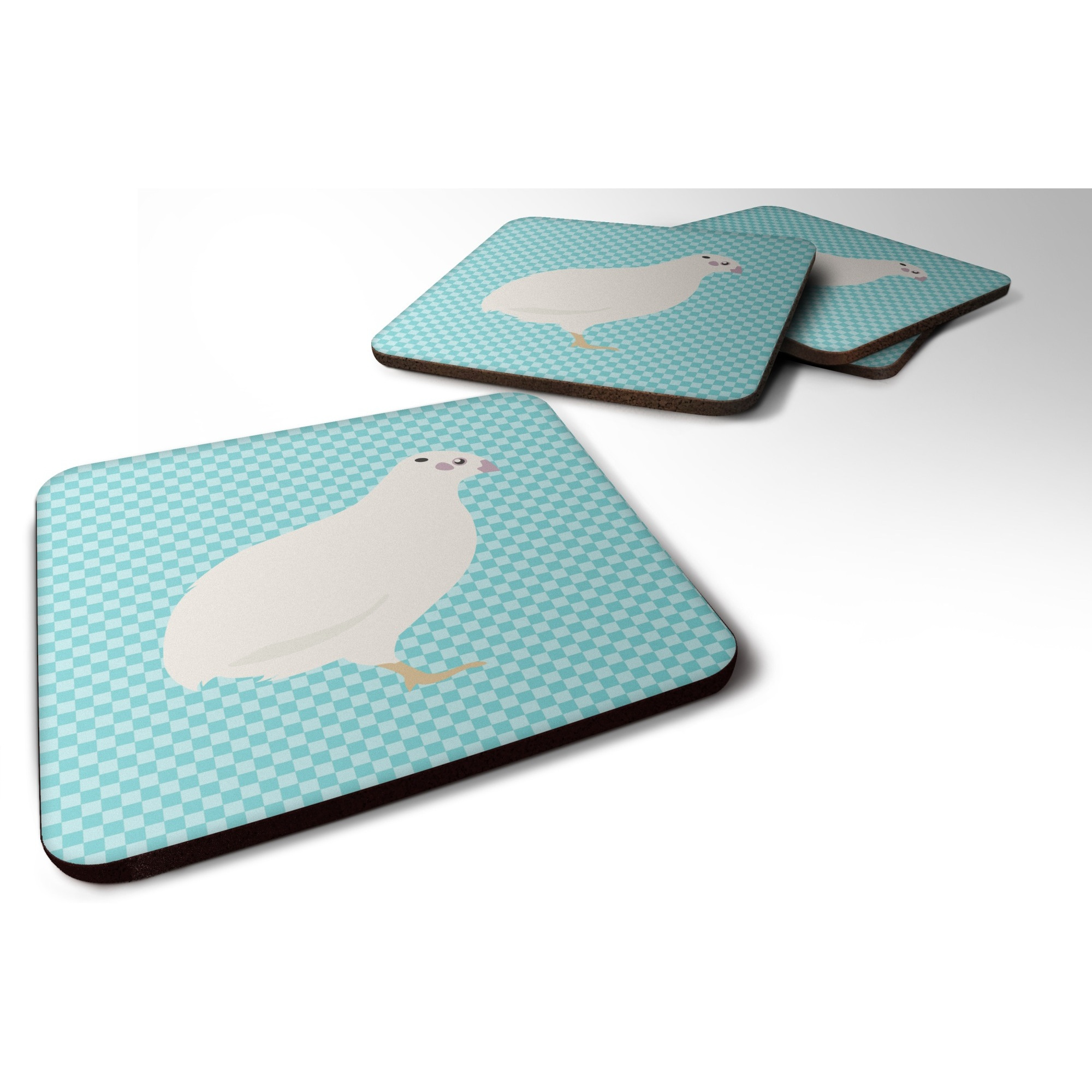 &quotCaroline's Treasures Texas Quail Blue Check Decorative Coasters, 3.5"", Multicolor"